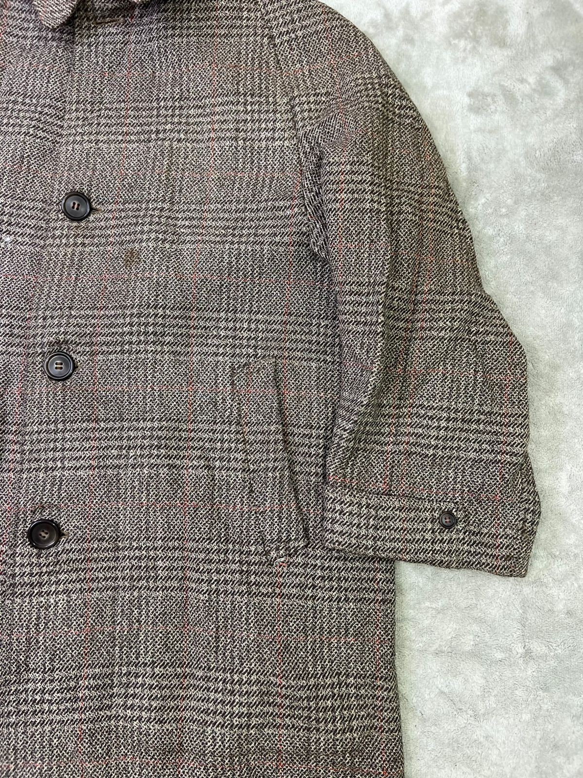 Warmth Worsted Twist Wool Check Overcoat Coat 38R