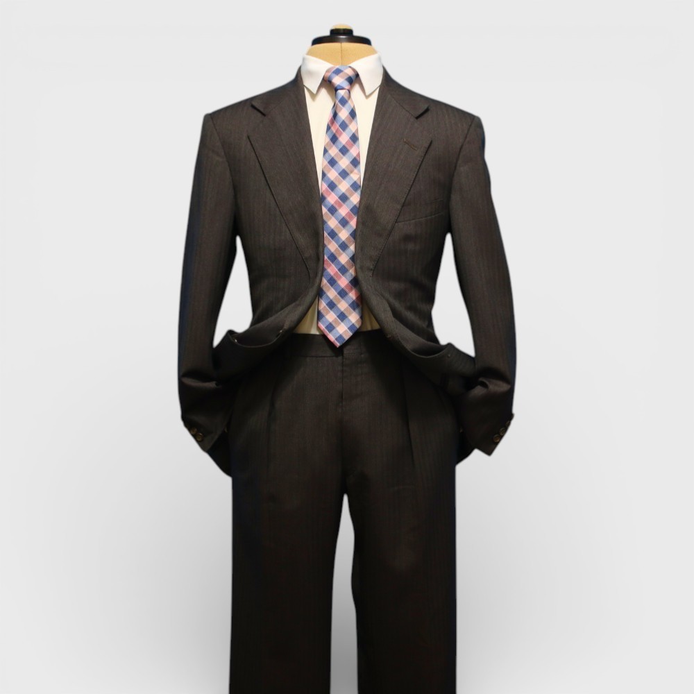 Polo Ralph Lauren 2 Piece Suit 41R Charcoal Gray Herringbone Wool 2 Button
