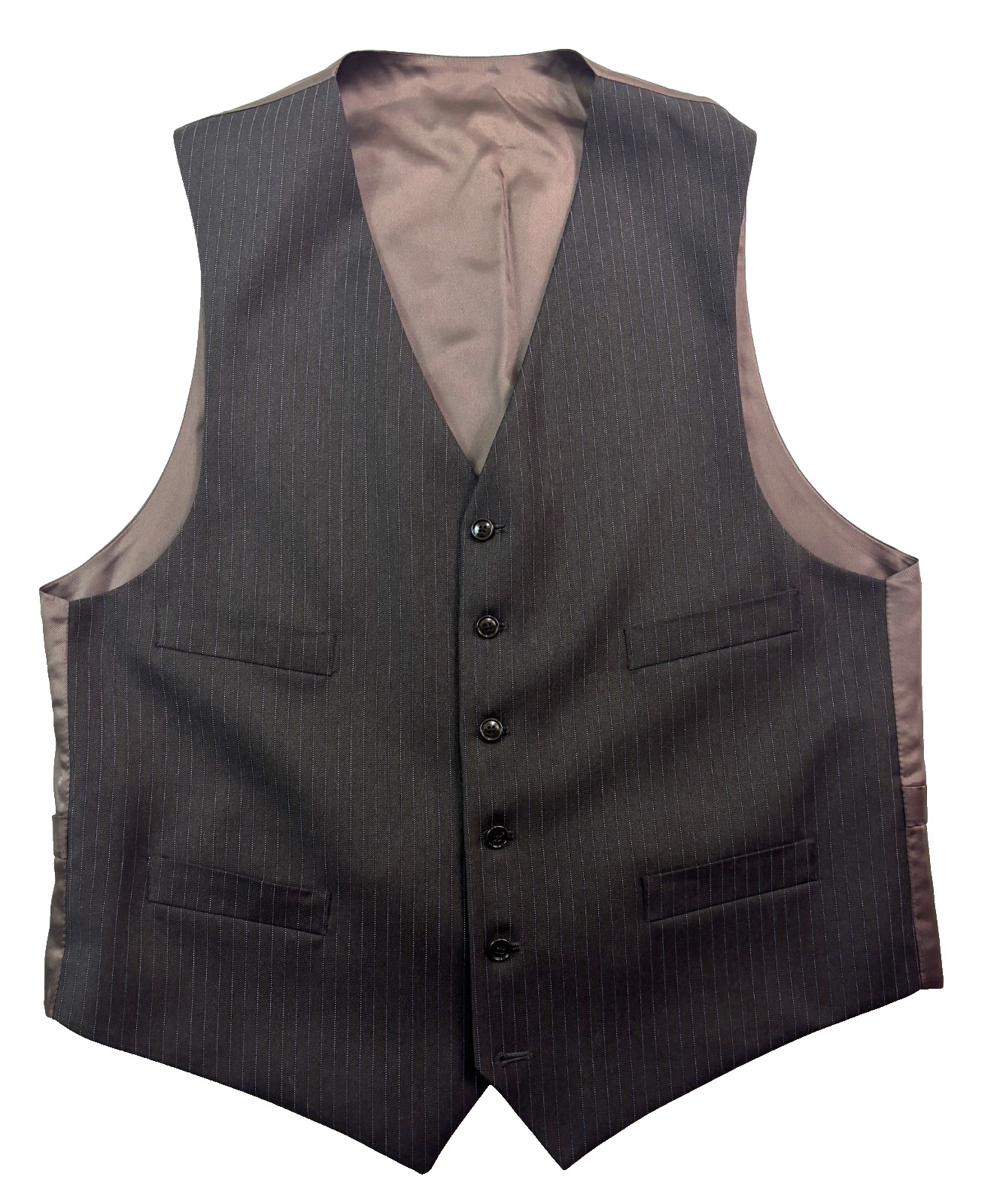 vtg Y2K Jones New York 44R 38×30 3pc Pant Suit Chocolate Brown Pinstripe Wool