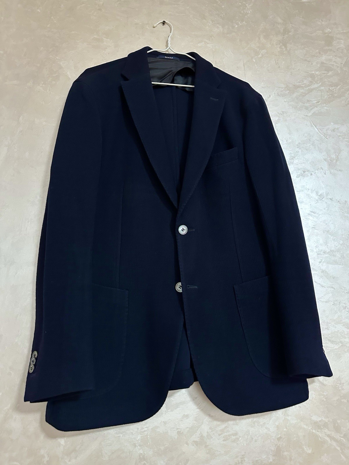 BOGGI Milano Structured Jersey Blazer Sport Coat Wool Navy Blue Men’s Size 42/52