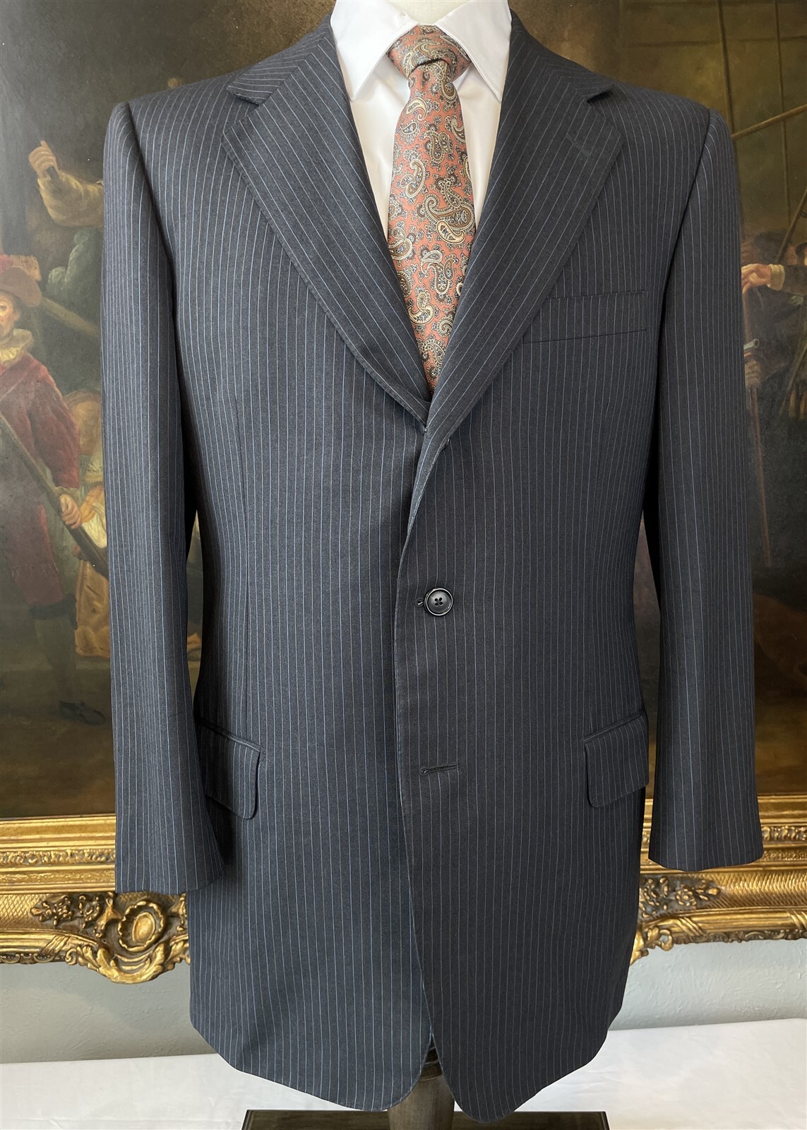 Ermenegildo Zegna 15 milmil 15 42R Slim Italy Gray Stripe 3 Roll 2 Suit Jacket