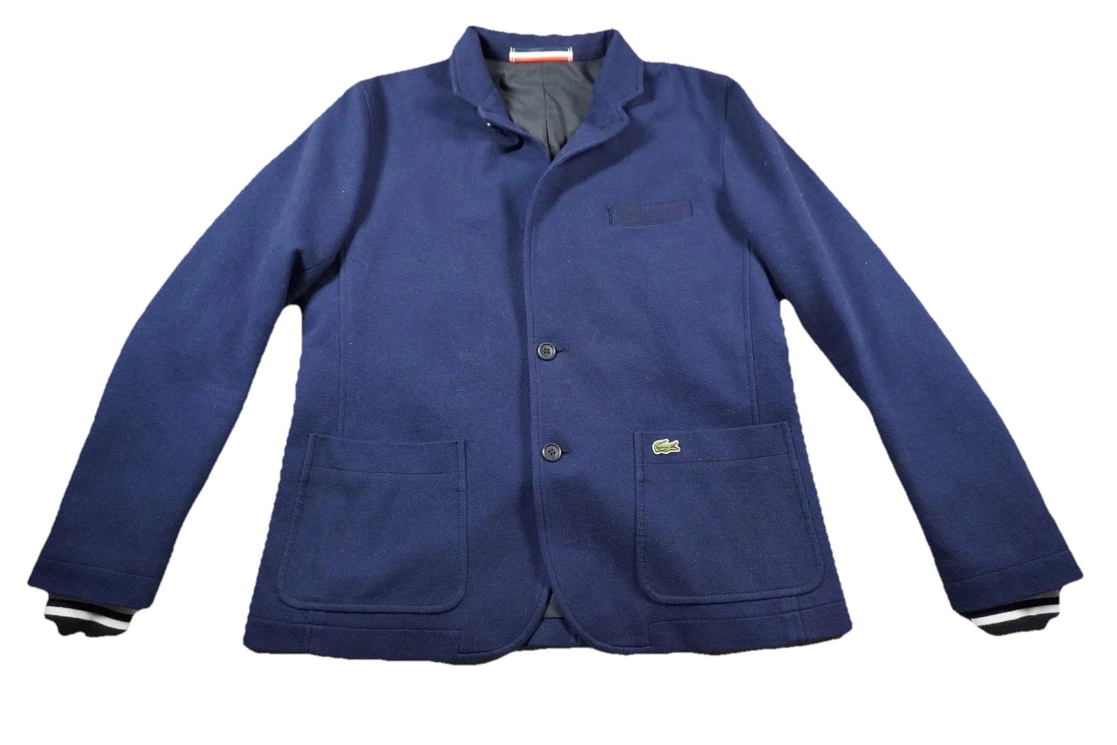 Lacoste Live Blazer Jacket Mens EU 58 Navy Blue Jersey Knit Varsity Sport Coat