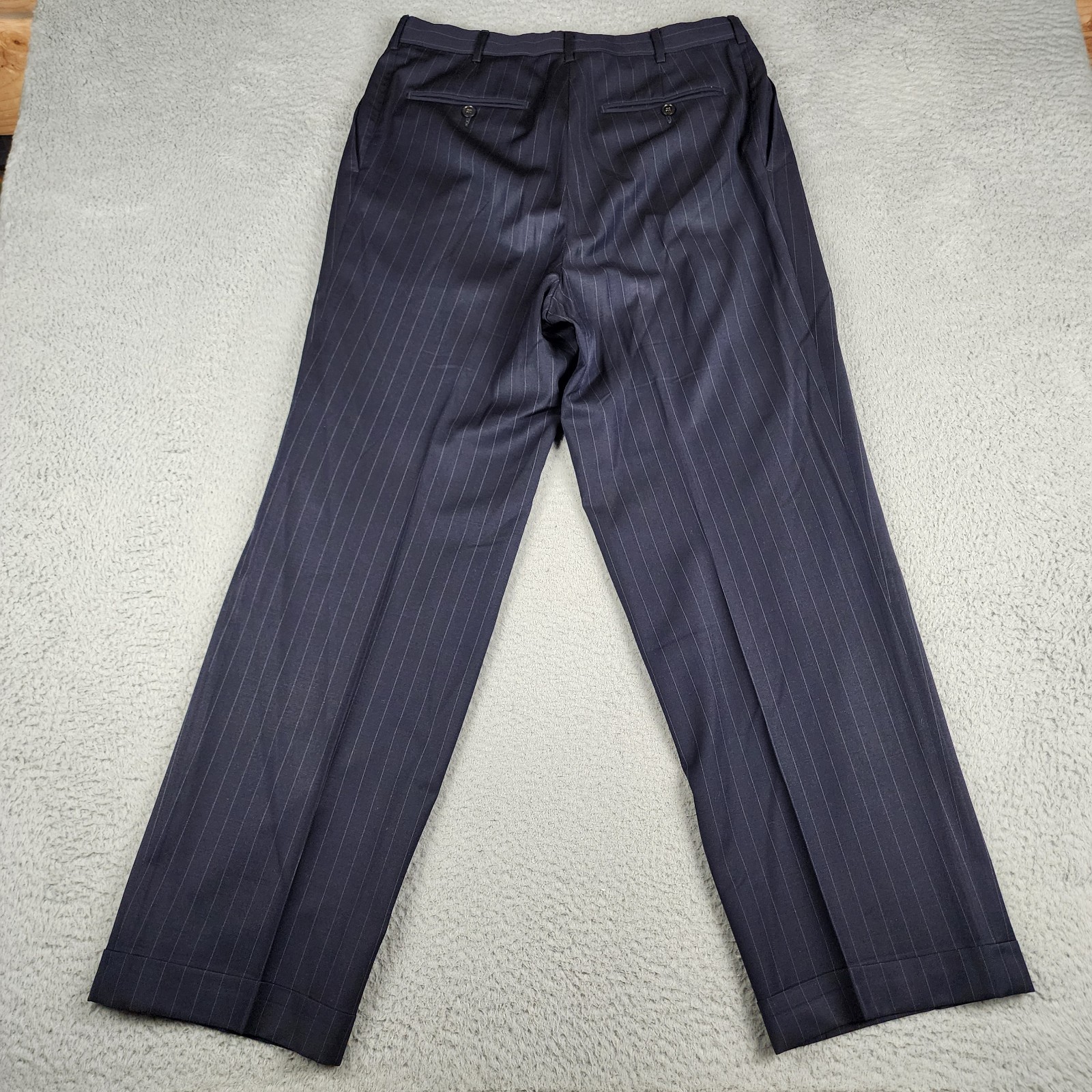 Ermenegildo Zegna Suit Mens 46 IT 56 Blue Pinstripe Made Switzerland Pants 32×28