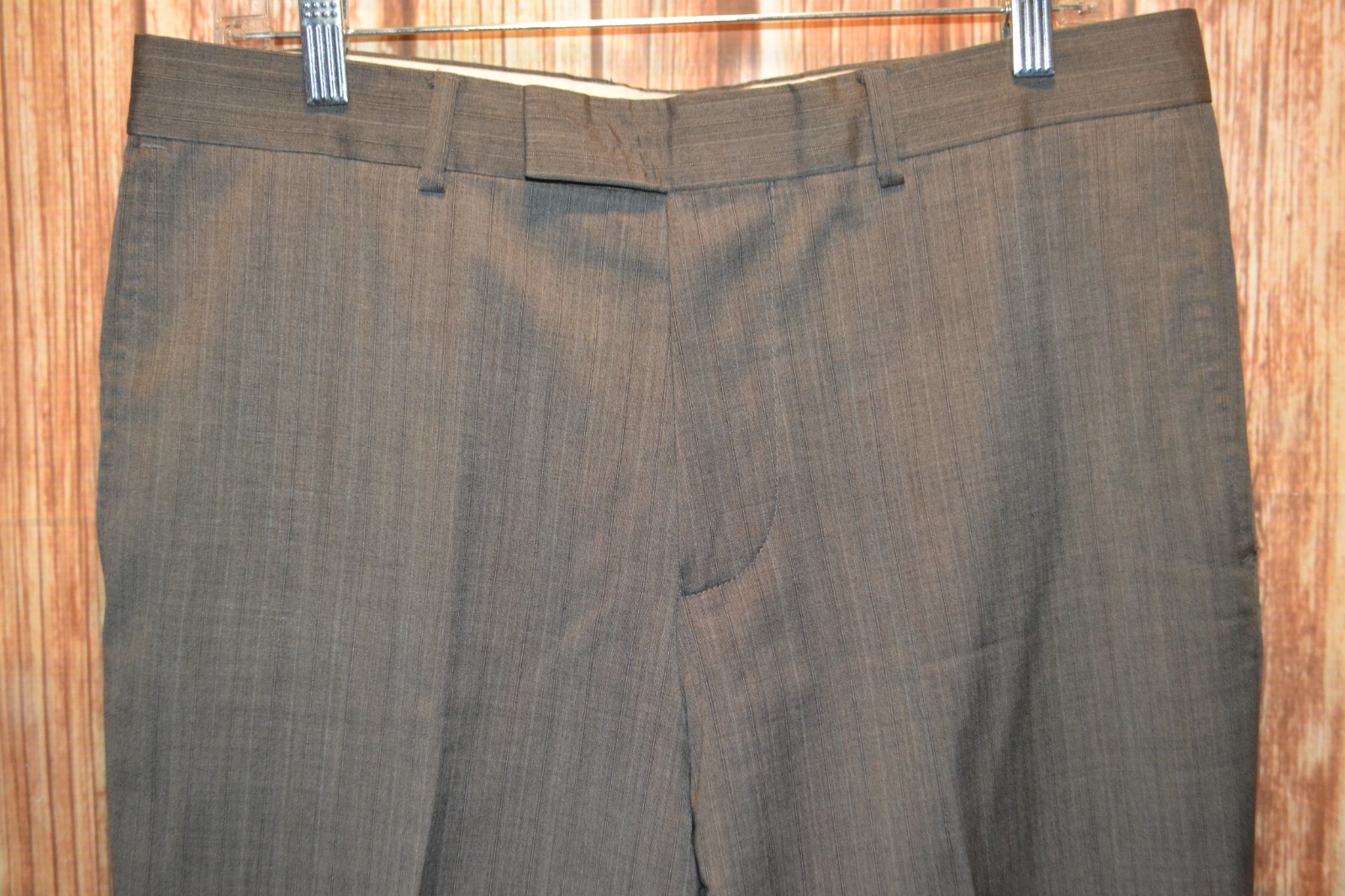 Hugo Boss Men Super 100 Wool Pinstripe 2 Front Button Suit Sz 40R Wst 34×33