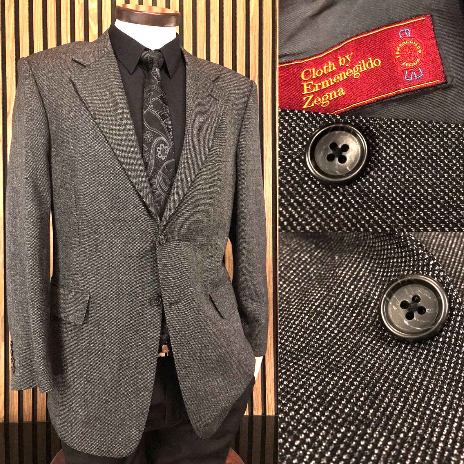 Bespoke Ermenegildo Zegna Sport Coat 42L 43L Full Canvas BIRDSEYE Blazer Jacket