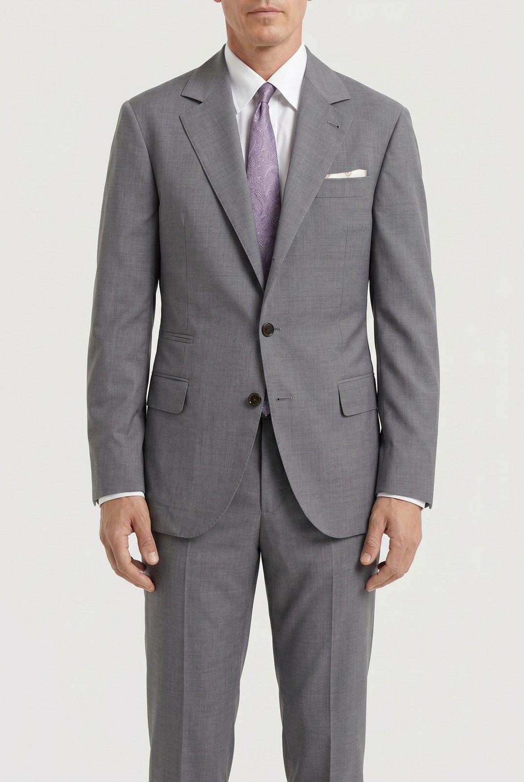 BRUNELLO CUCINELLI MEN’S LIGHT GREY WOOL SILK SUIT MSRP $4950