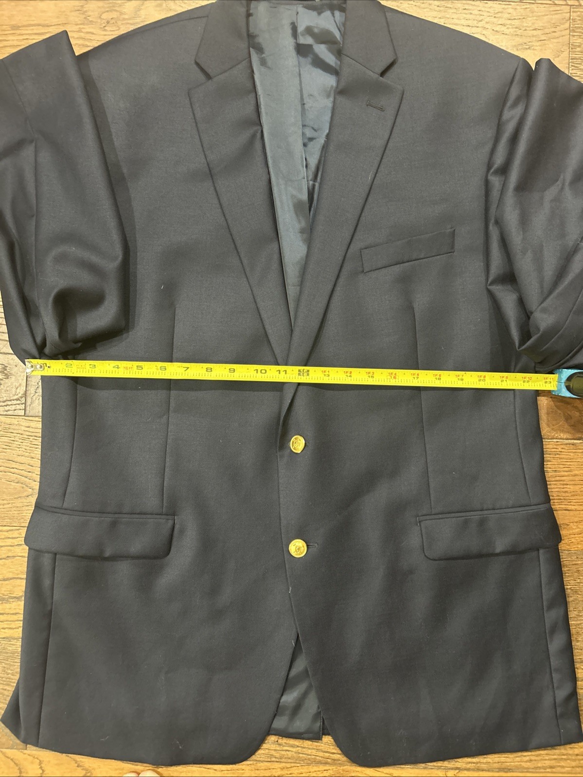 Lauren Ralph Lauren Jacket,Mens 46L,Navy Blue Wool Coat, Gold Crest Buttons