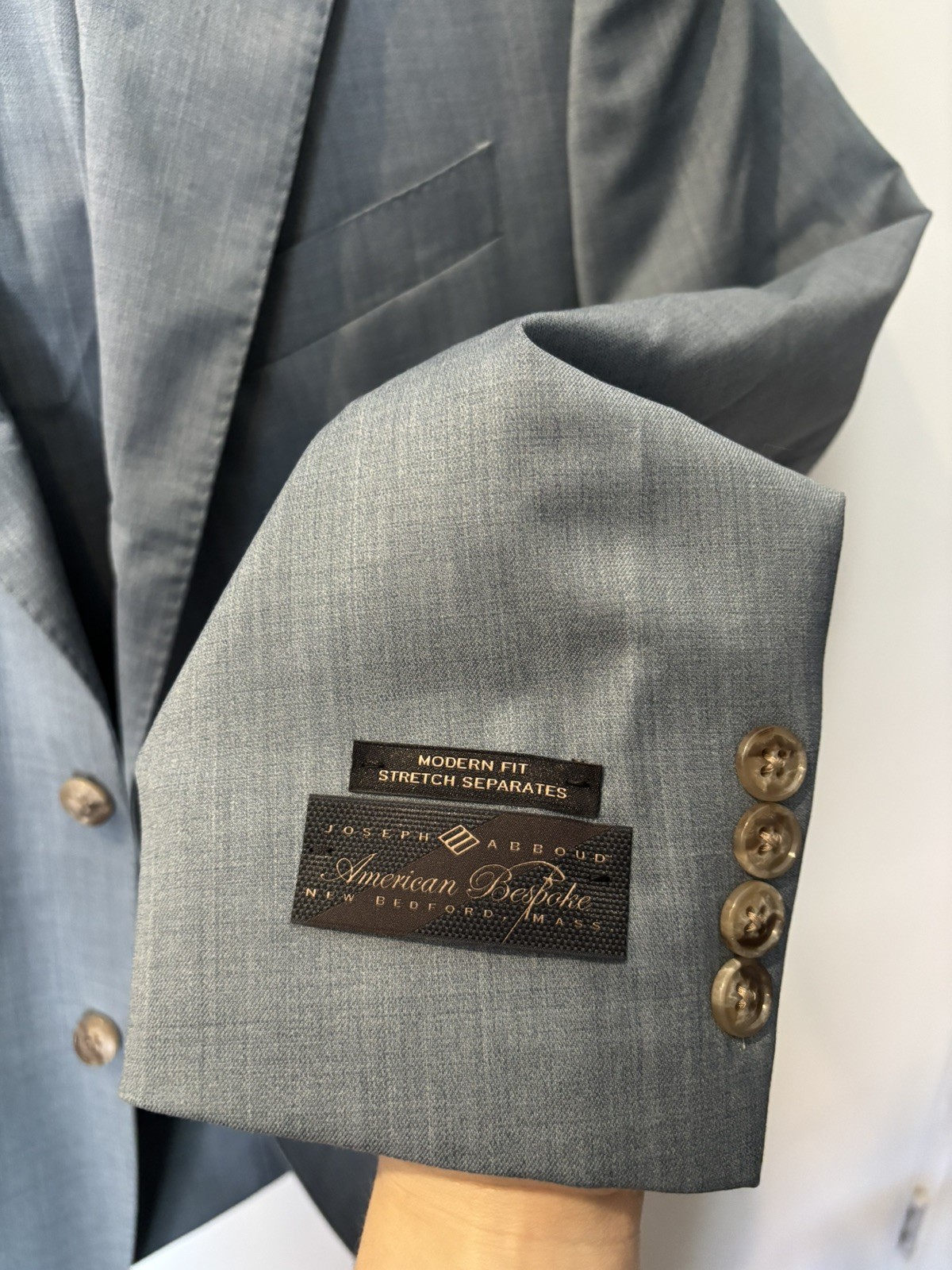 NWT Joseph Abboud American Bespoke Suit Separates, Light Blue, Size 40R, 34Wx32L