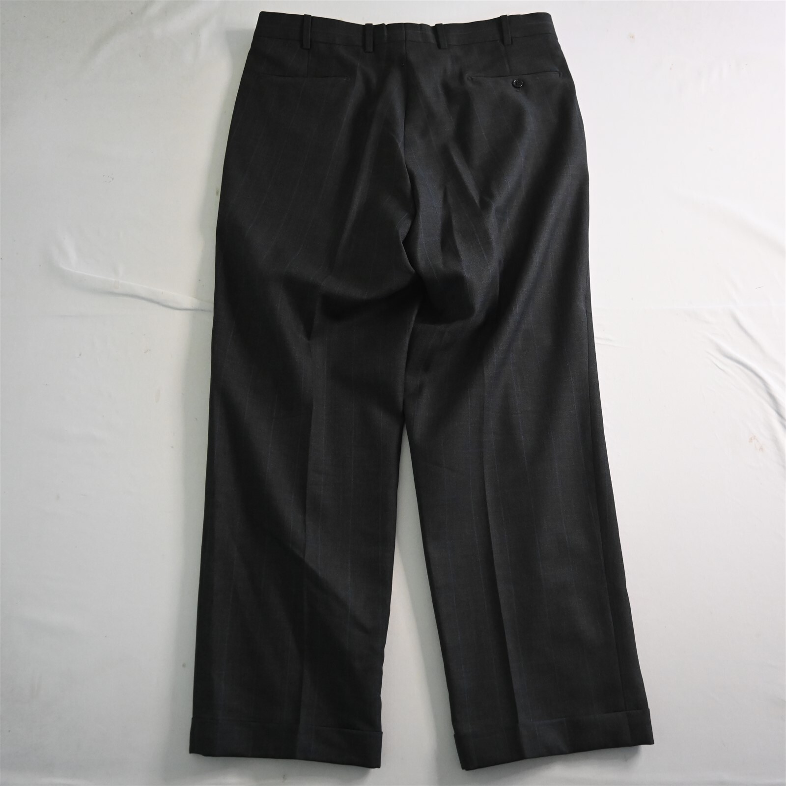 Tom James 42R 36×32 Gray Windowpane Wool Mens Jacket Pants Suit