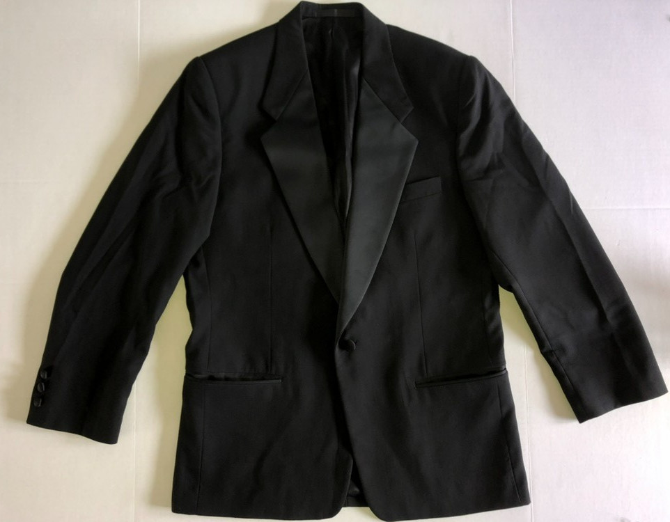 VTG Yve St Germain Mens Black Wool Suit Coat Jacket No Size Tag See Measurements