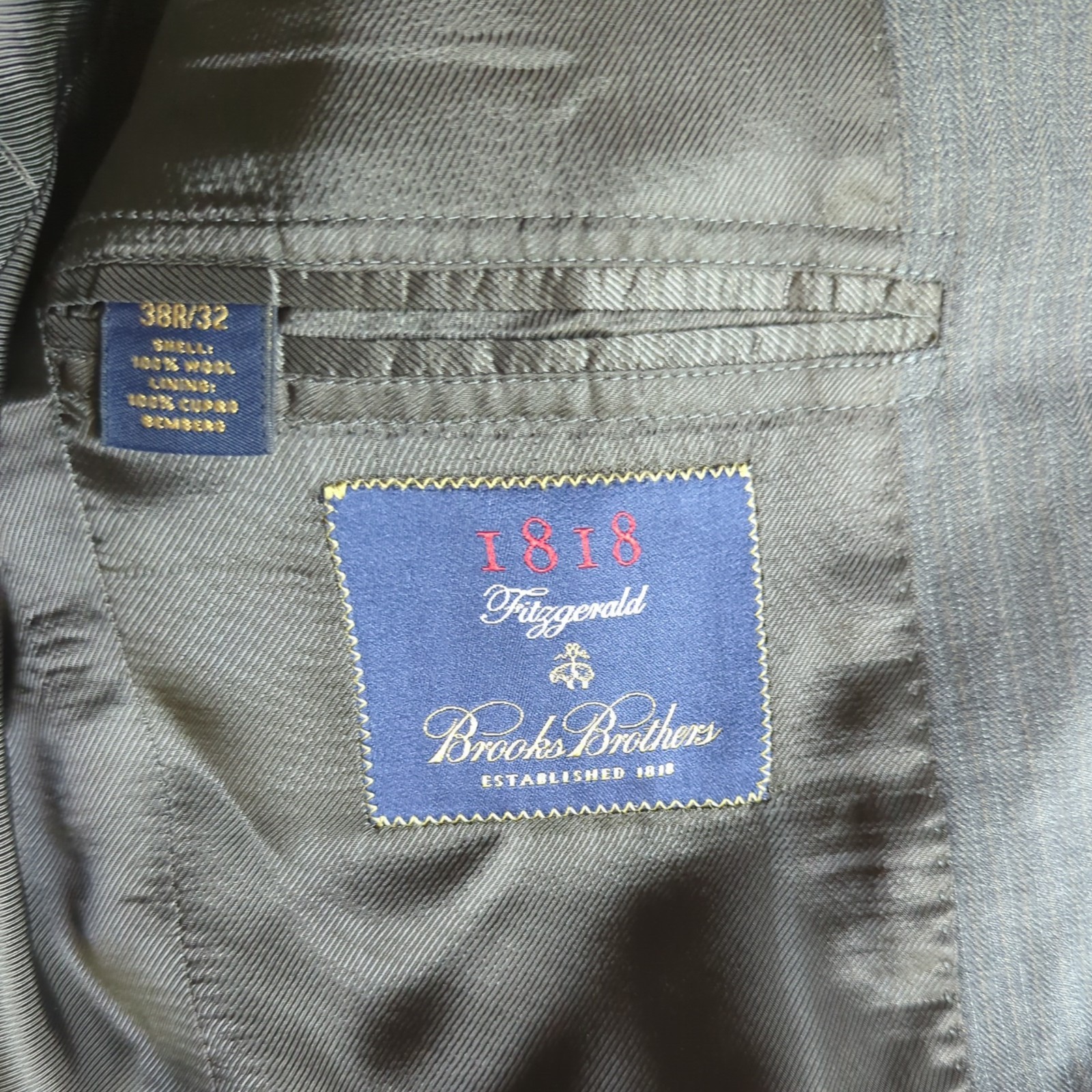 Brooks Brothers 1818 Fitzgerald Gray Wool Mens Suit Set 38/32