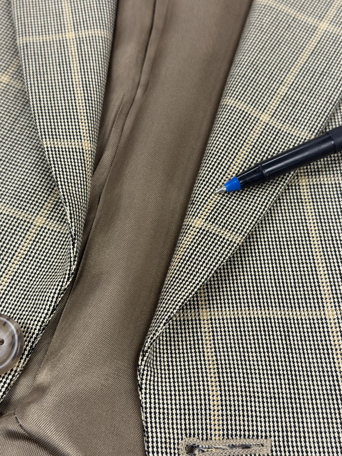 Fall Winter Burberry USA Men’s Beige Plaid Silk Wool Blazer 46R $3,895