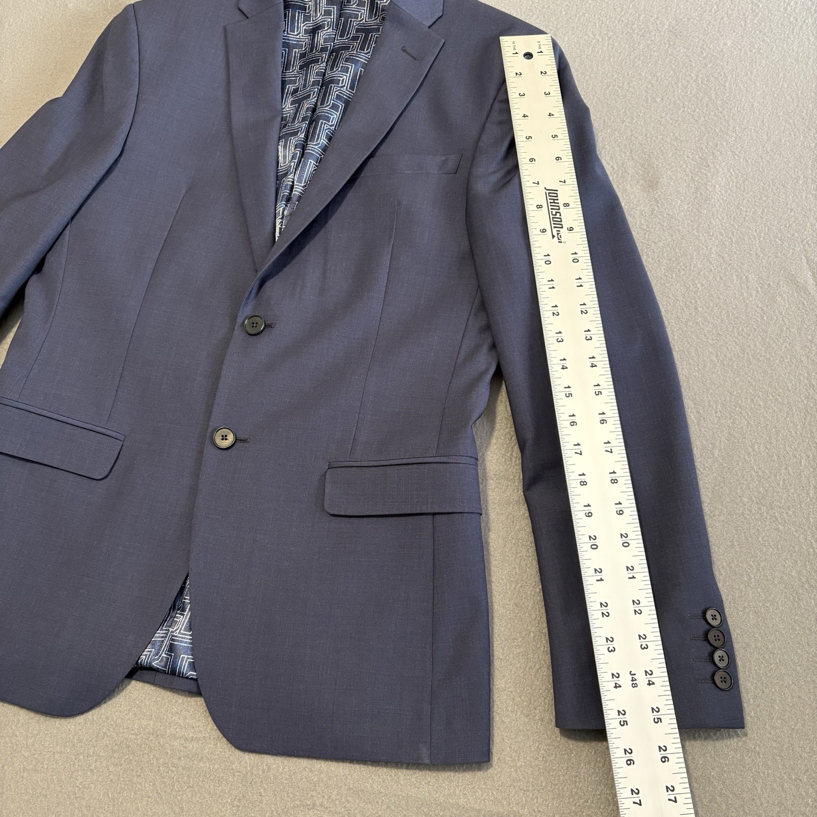 Ted Baker Blue Panama Jacket 38R Blazer Plain Slim Fit Wool Sport Coat 2 Button