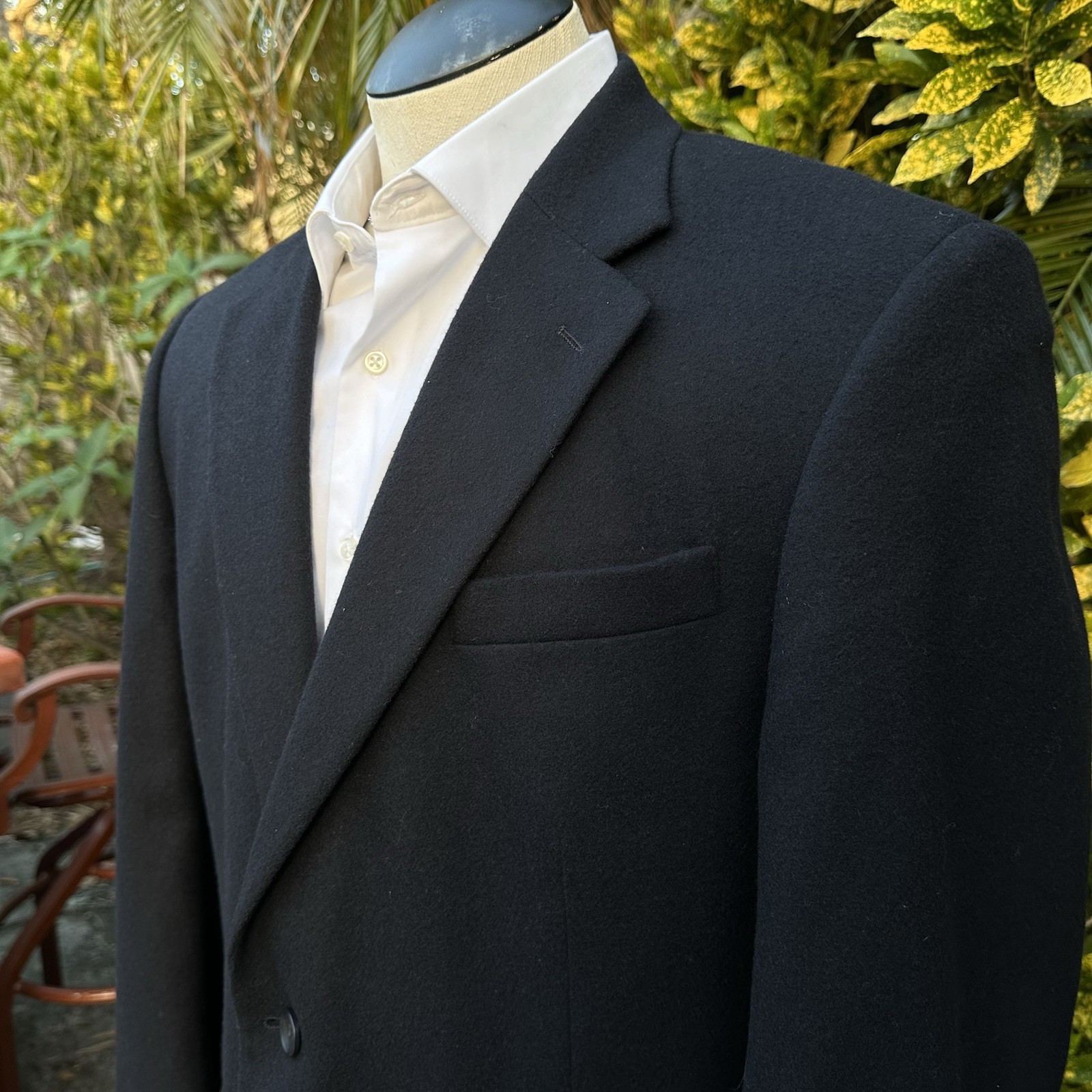 Oscar De La Renta Men 43L Black Sport coat Wool Cashmere Blend Felted