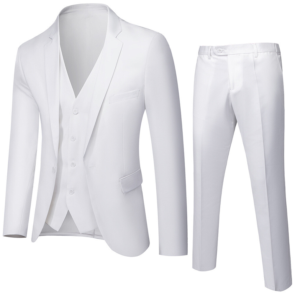 Mens Business Blazer Jacket Pants Suits One Button Slim Fit 2-Piece Set Suit
