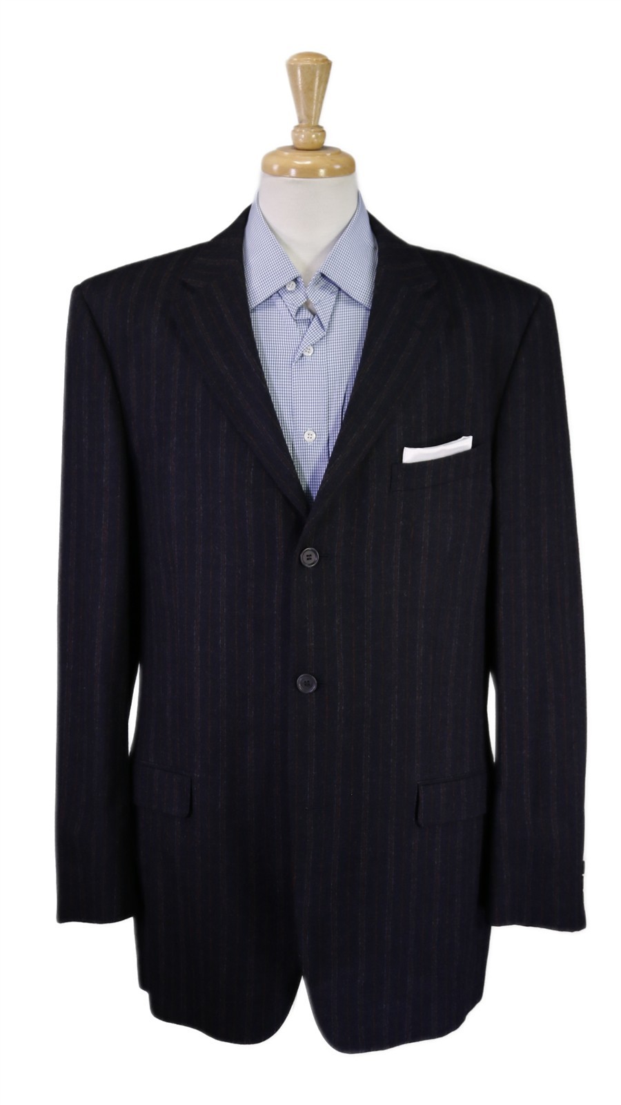 Ermenegildo Zegna Blue Orange Striped Wool Cashmere Flannel Boating Blazer 46L