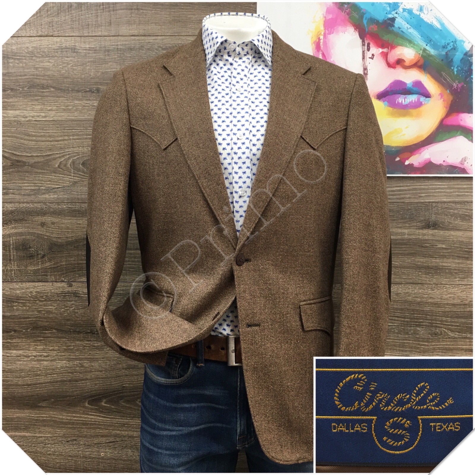 CIRCLE S Mens Western Blazer Sport Coat Casual Jacket Size 40L Wool Suit