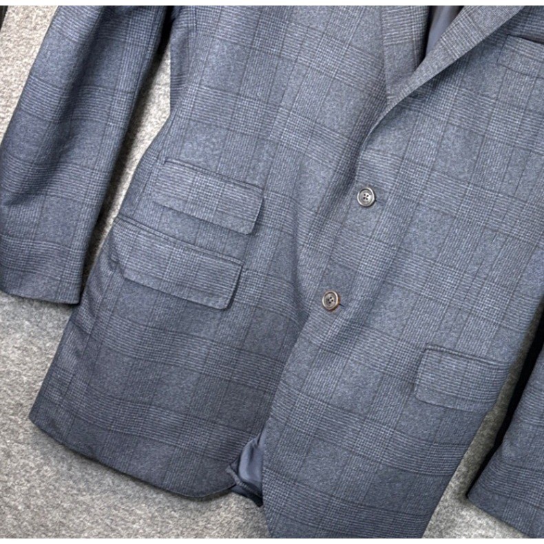 Proper Cloth Drago S130s Italian Wool Blazer Plaid Melange Size 42 100% Merino