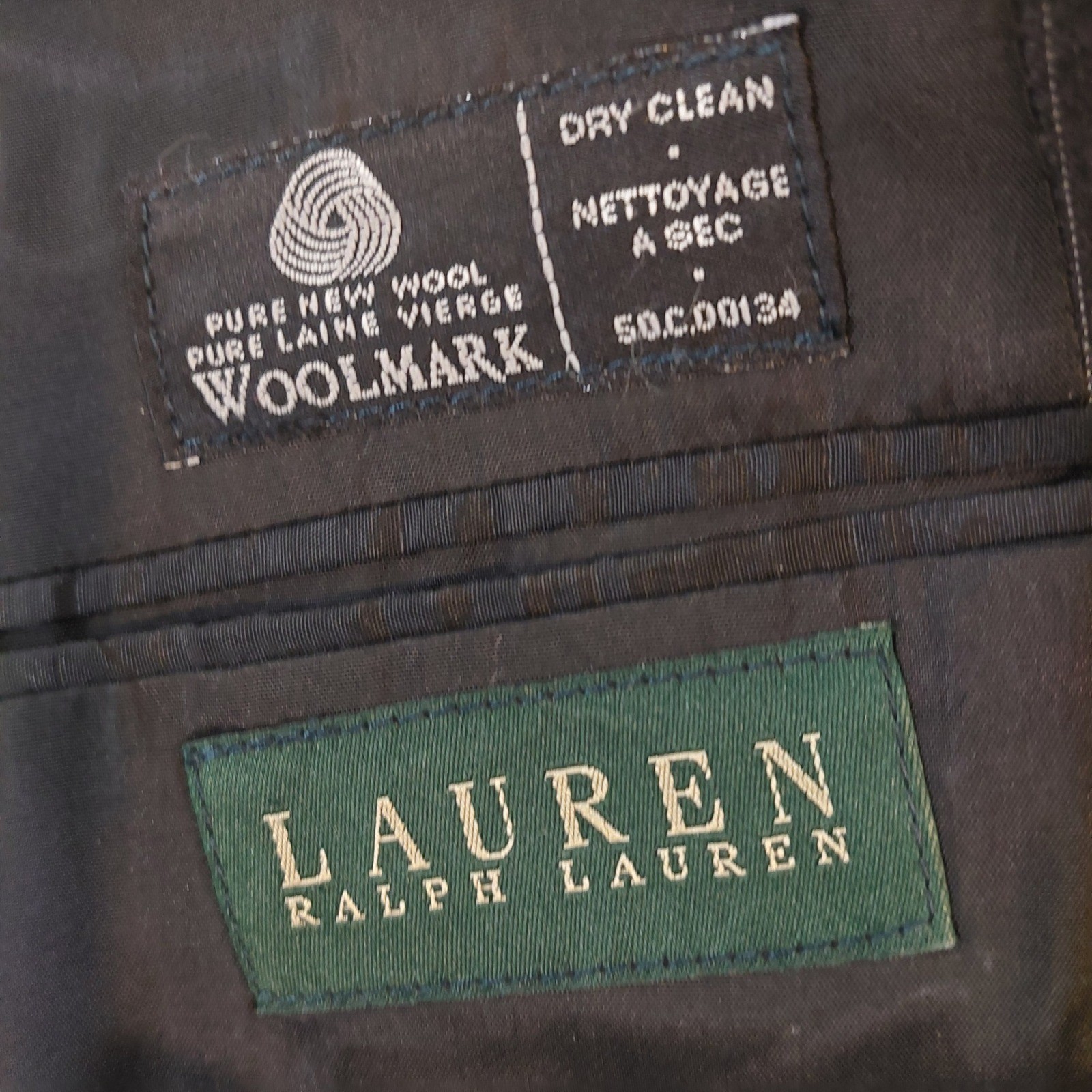 LAUREN Ralph Lauren Charcoal Pinstripe Wool Blazer Jacket Made in Canada 45S