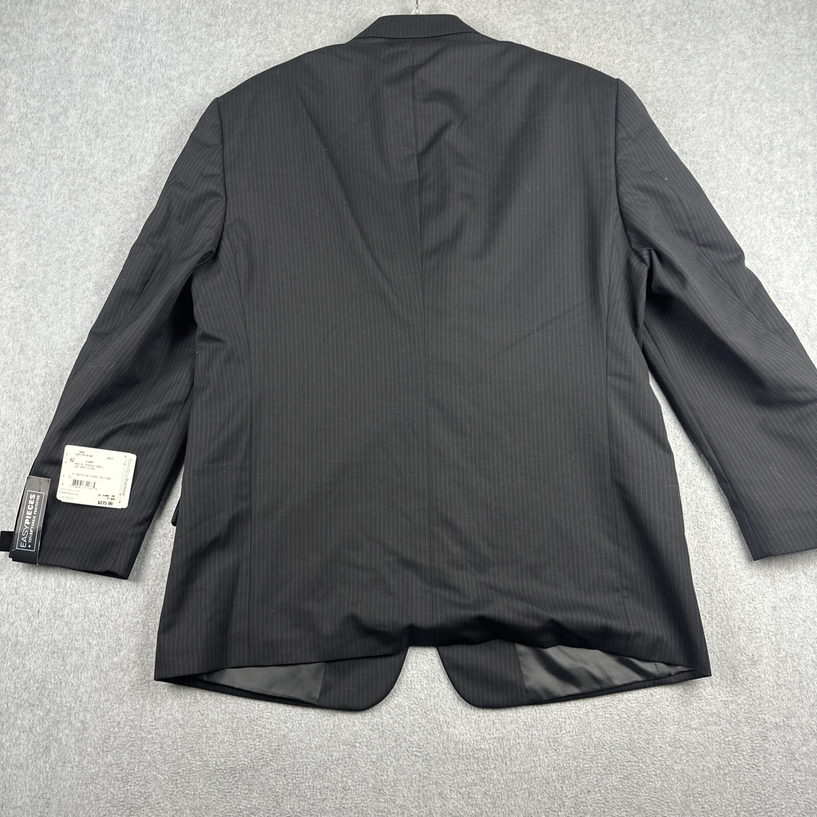 Perry Ellis Blazer Men 42S Black Pinstripe 100% Wool Sports Coat Jacket NWT $275