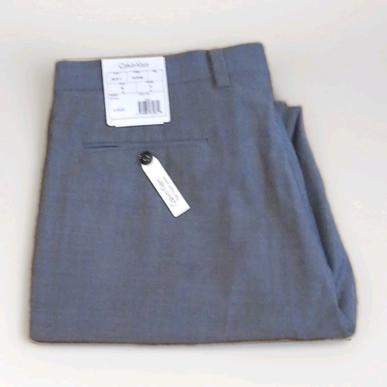 Calvin Klein Mens Slim Fit Wool Dress Pant 36×32 Light Grey Solid Flat Front NWT