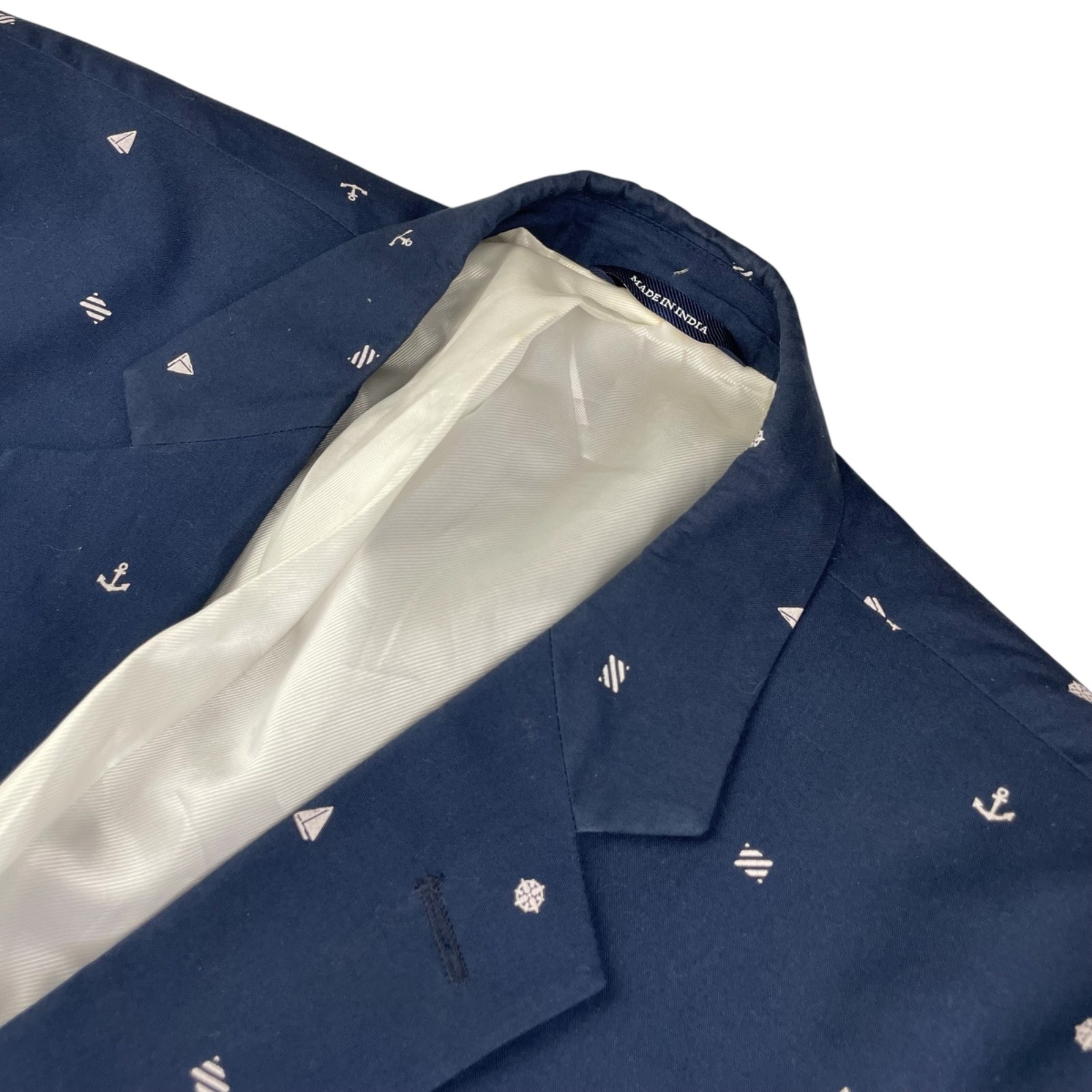 Croft & Barrow Men’s 100% Cotton 2-Button Blazer Navy Nautical/Anchors • 46R