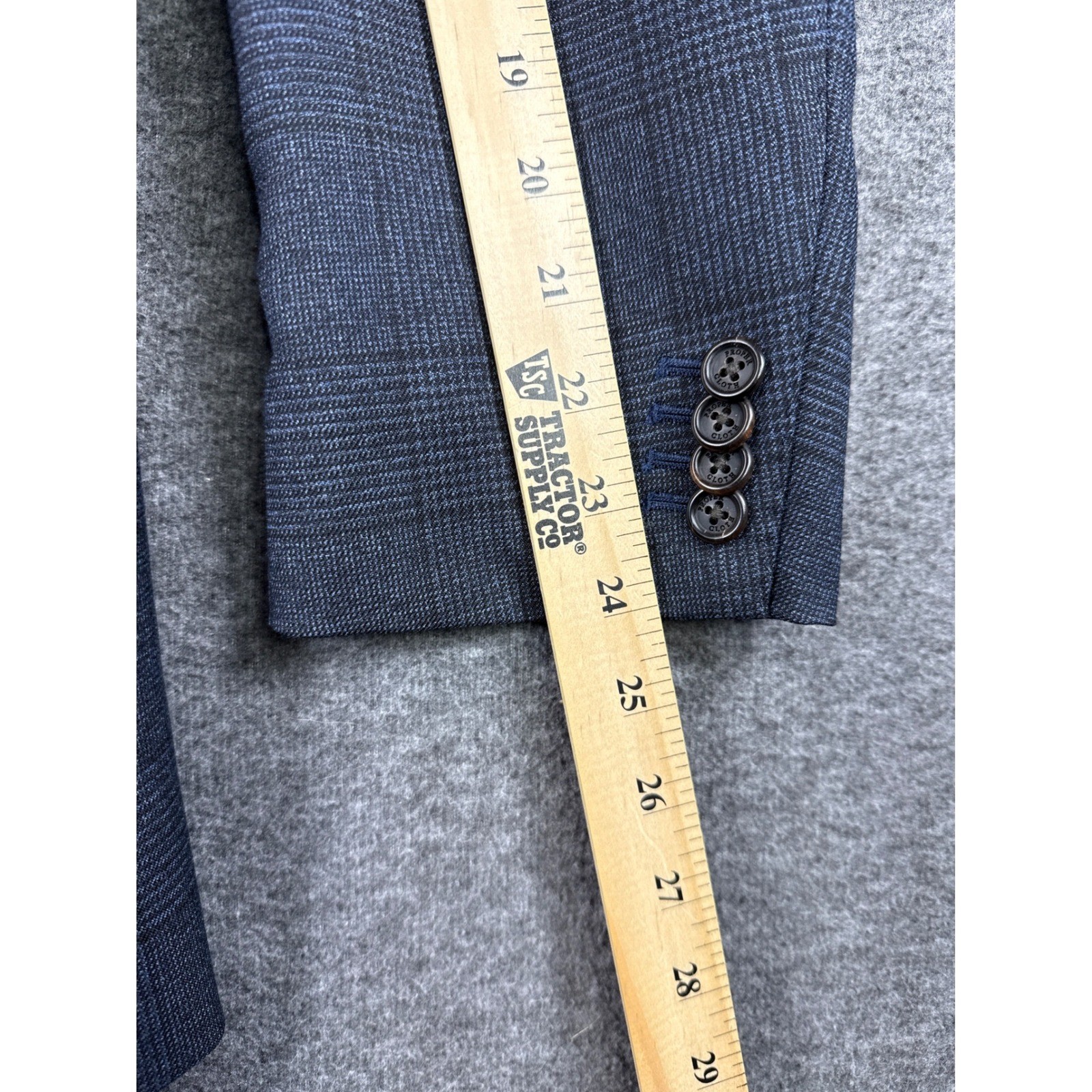 Proper Cloth Drago S130s Italian Wool Blazer Plaid Melange Size 42 100% Merino