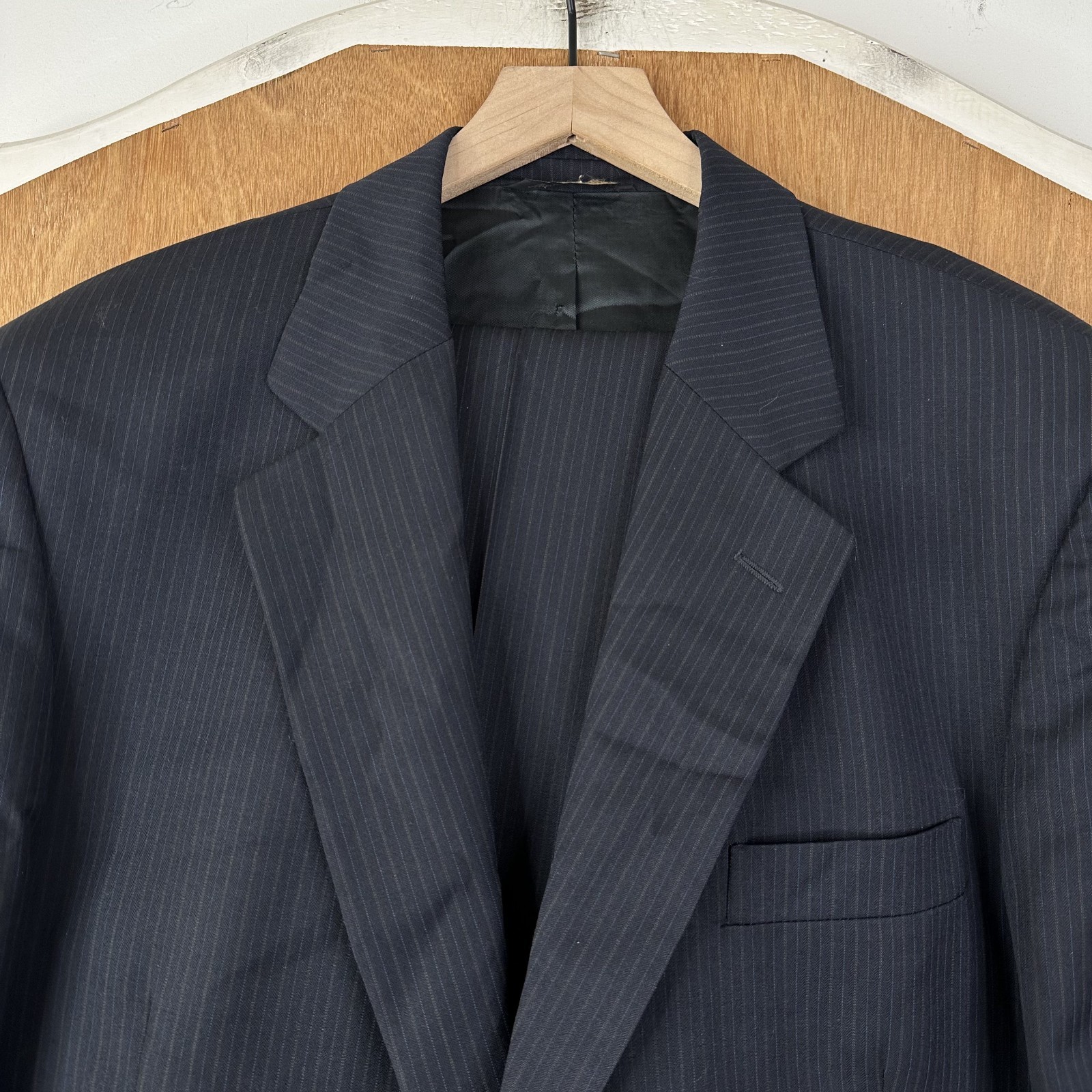 Vtio Rufolo Suit Mens 44R Navy Blue Pinstripe 2 Button Marlane Merino Wool 40×30
