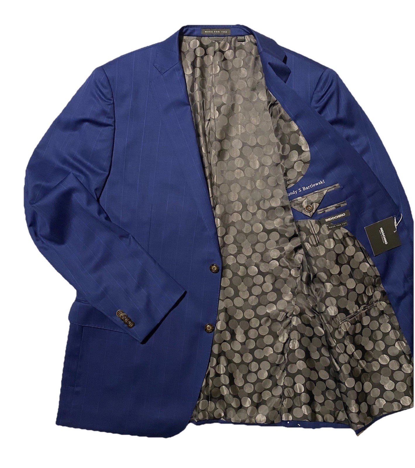 NWT Indochino Custom Blue Plaid Men Sport Coat Blazer Jacket 100% Wool Size 46R