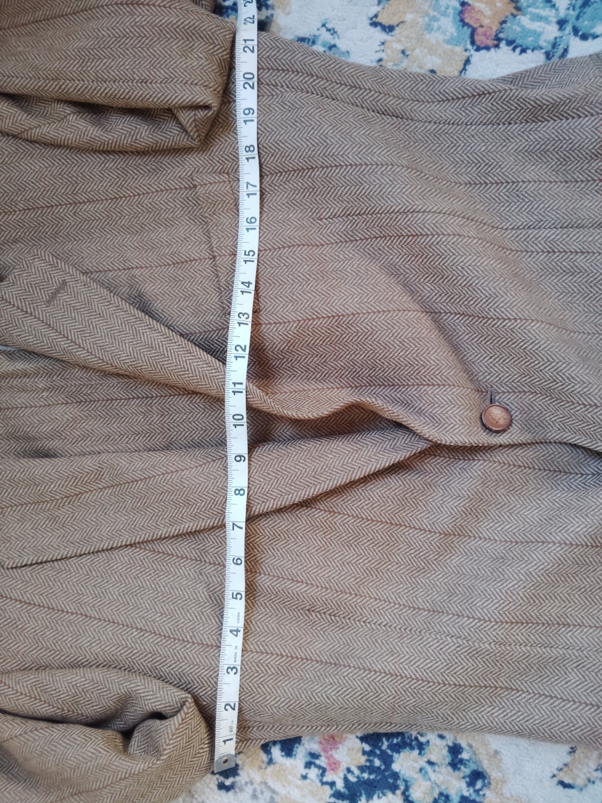 Paul Stuart unlined 42L Brown Herringbone 100% Wool Sport Coat Made in Canada