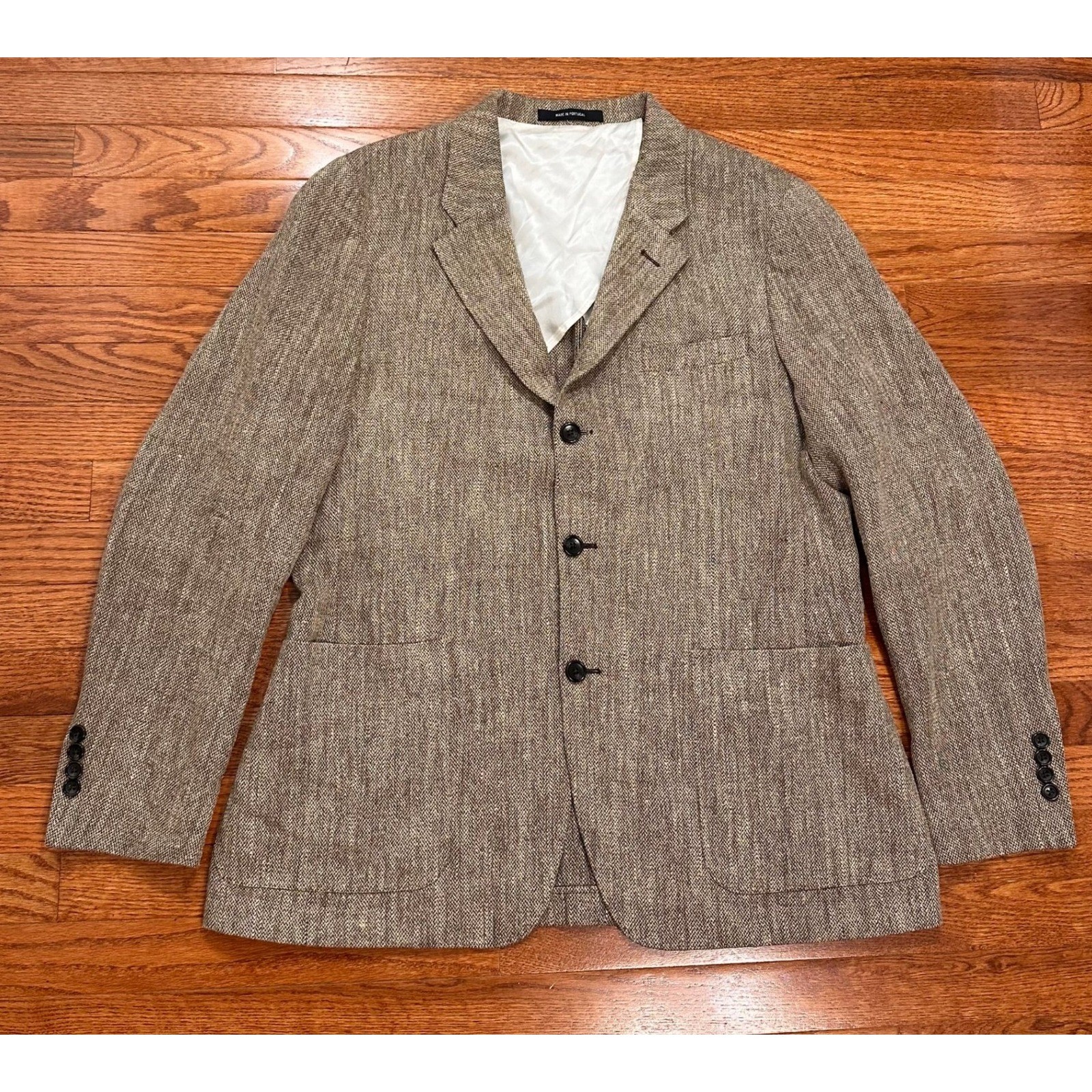 Todd Snyder Italian Donegal Herringbone Wythe Jacket Mens 44R Linen Silk Brown