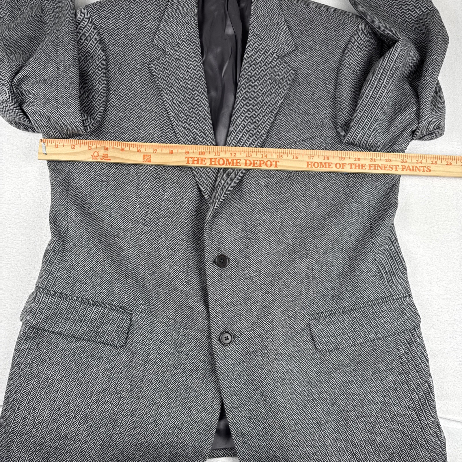 Brooks Brothers 100% Lambswool Gray Herringbone VTG Sport Coat 45R Made in Italy