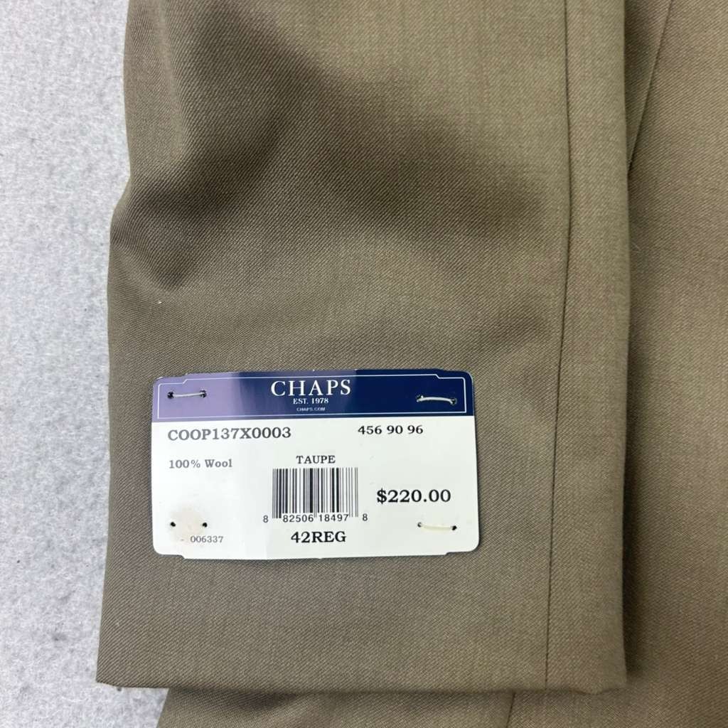 Chaps Blazer Mens 42 Regular Taupe Wool Lined Button Up Jacket NWT