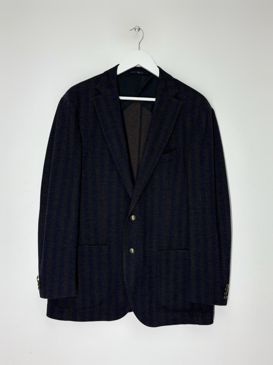 Sartoria Latorre Italy Designer Stripe Cotton Wool Blazer Blue Brown Men Size 56