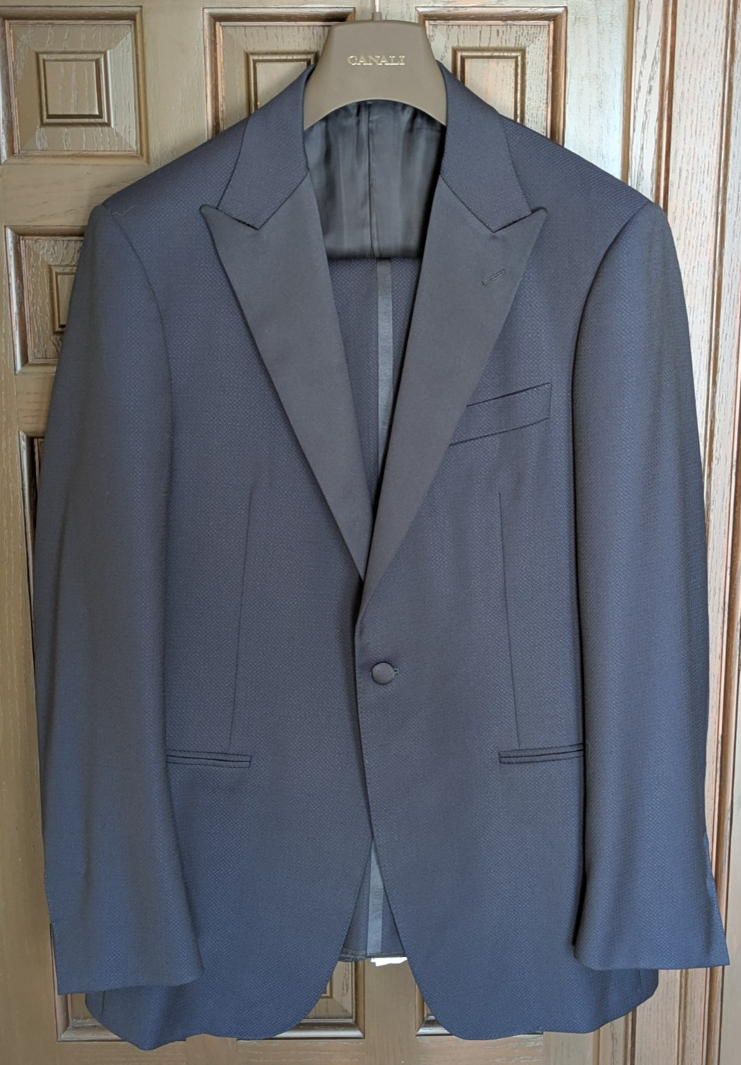 CANALI 1934 100% Wool Peak Lapel Tuxedo, Blue, Size 44 L (54 EU) NWI