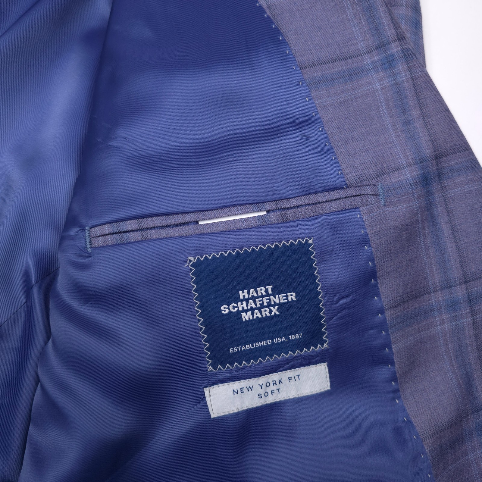 Hart Schaffner Marx Sport Coat Mens 48R Lavender Purple Plaid Blazer Jacket