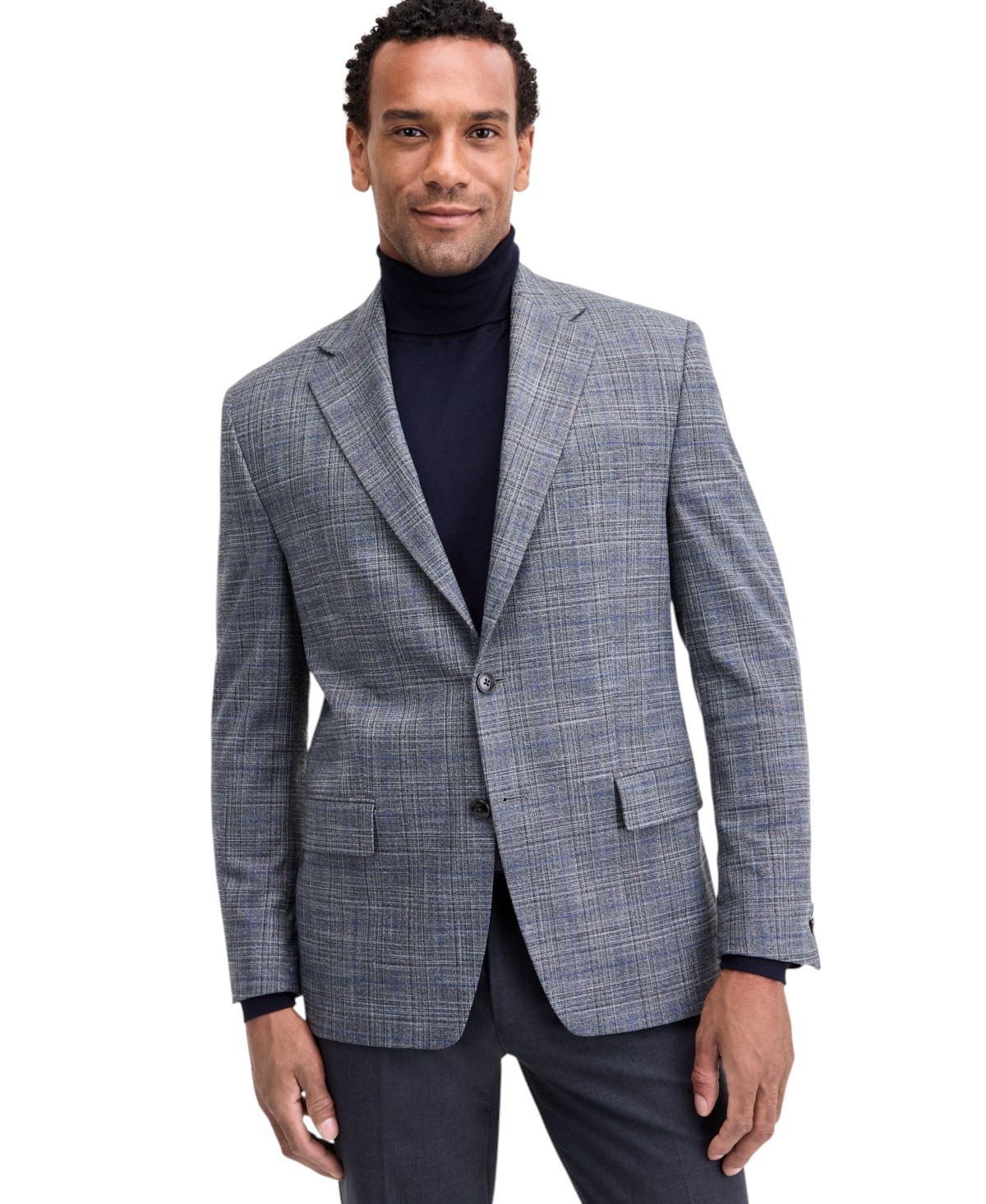 Michael Kors Mens Classic fit Sport Coat Blazer 38 R Gray Black Plaid Stretch