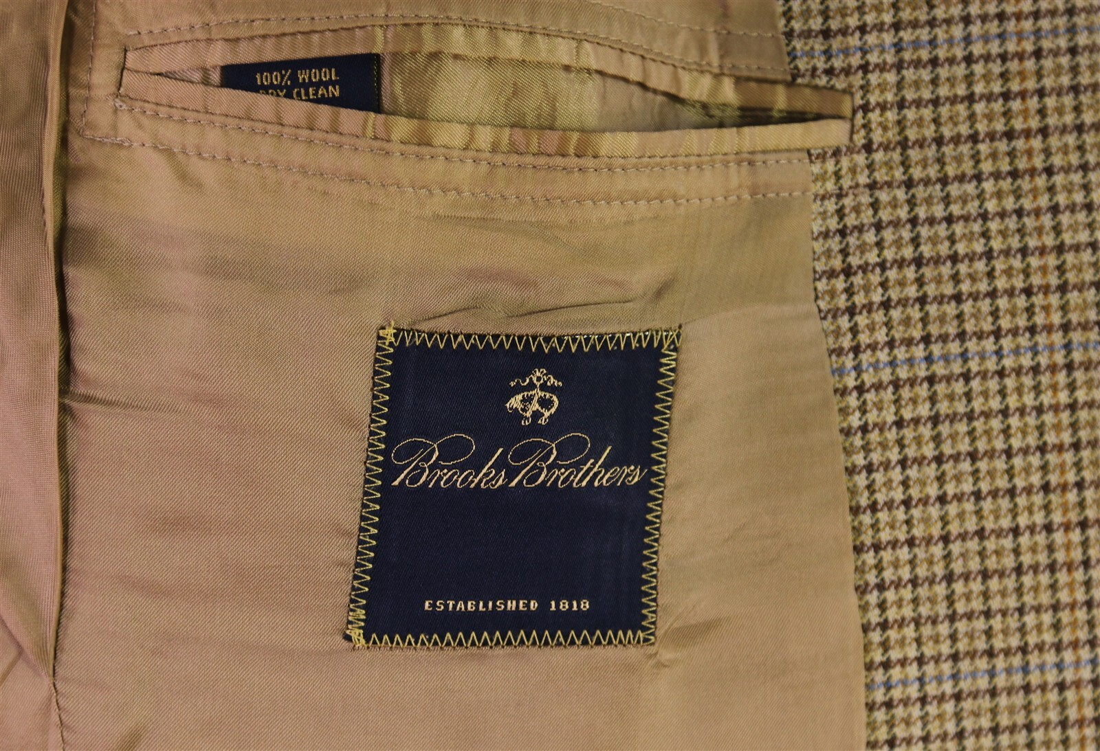 Brooks Brothers Brown Check Wool 2-Btn Sportcoat Blazer Cantarelli 41L 42L