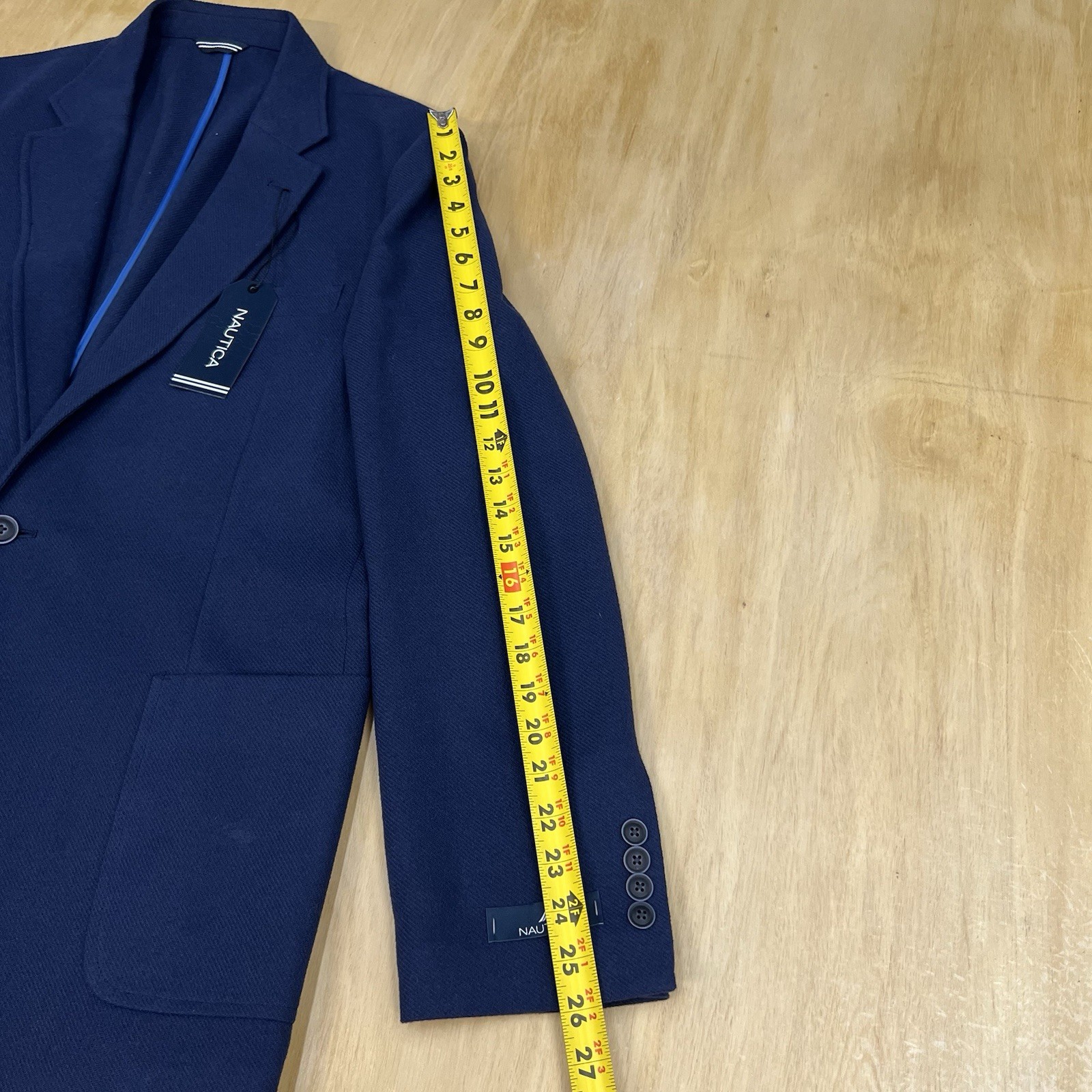 Nautica Soft Tweed Flannel Blazer Jacket Sport Coat Mens 44L Long Polyester Navy