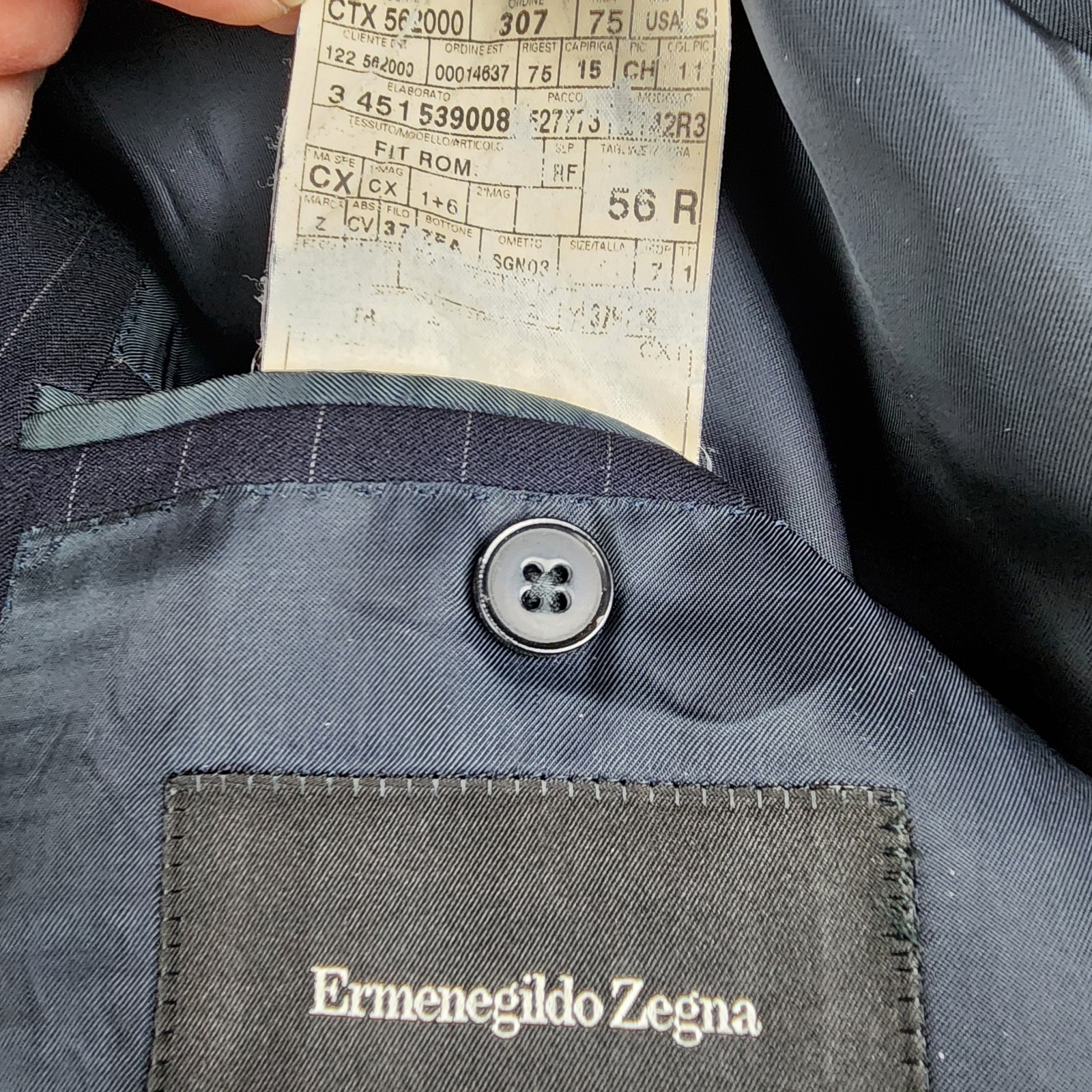 Ermenegildo Zegna Suit Mens 46 IT 56 Blue Pinstripe Made Switzerland Pants 32×28