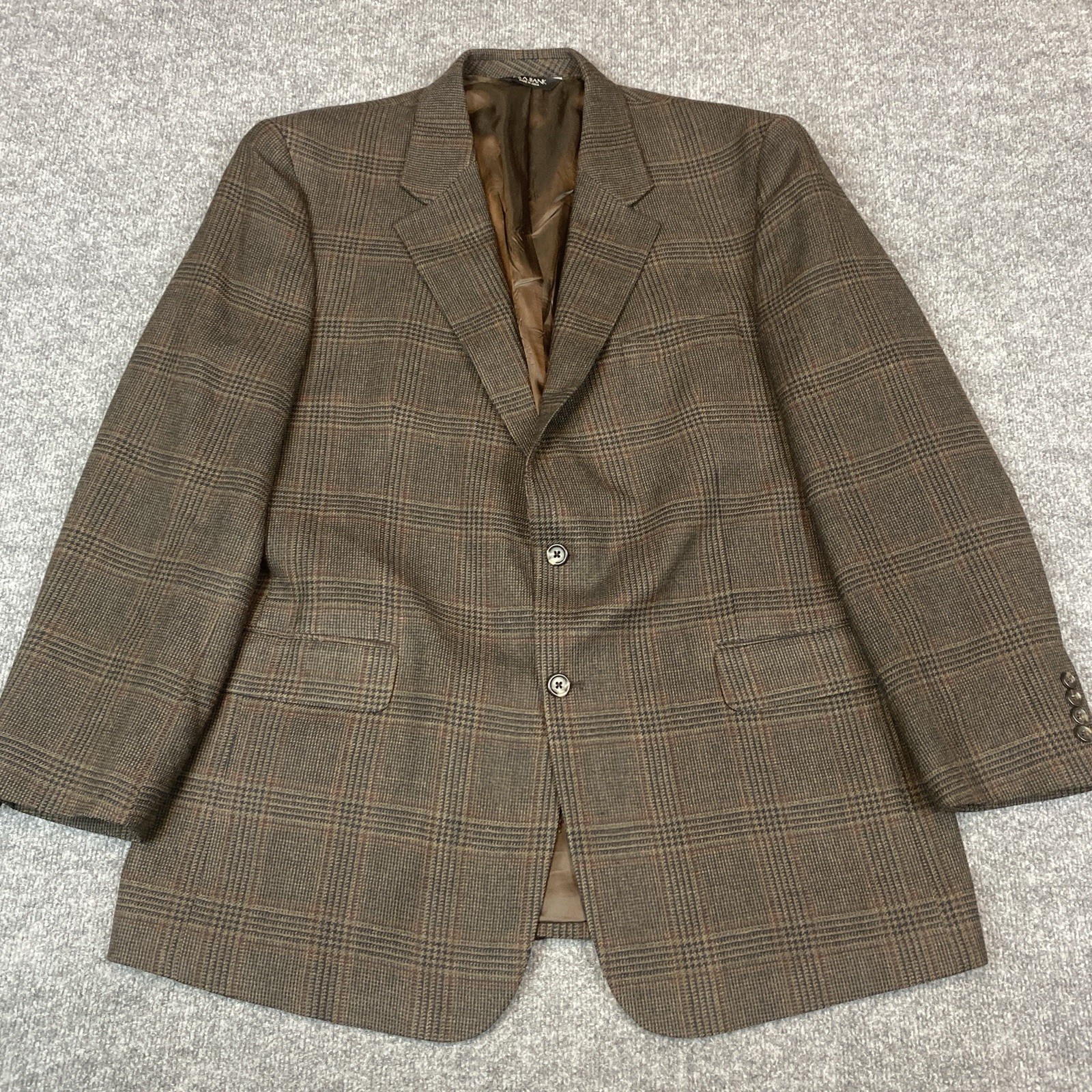 Jos. A. Bank Sport Coat Blazer 48L Glenplaid Wool Brown Tweed Two Button
