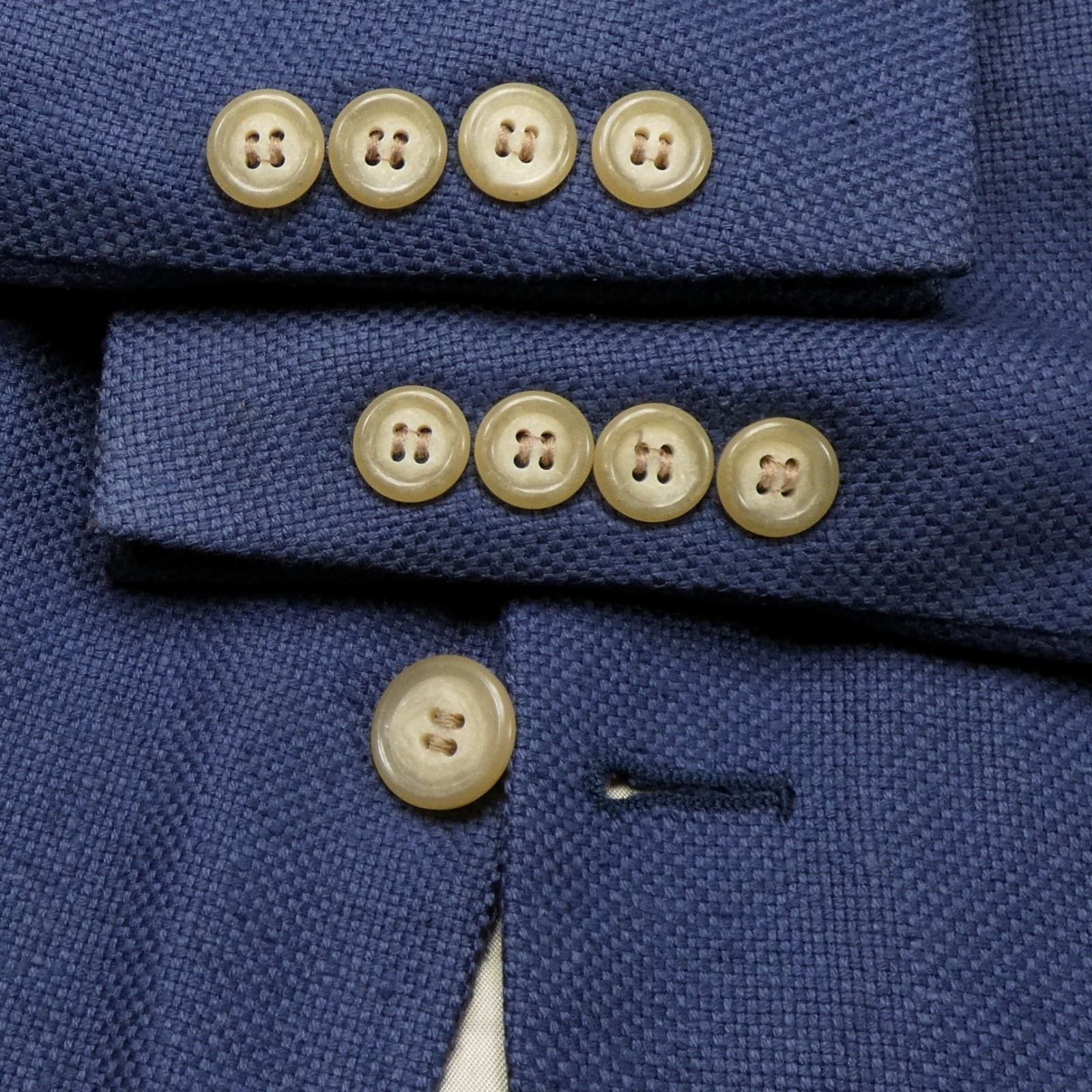 VTG 80s Brooks Bros Ivy Trad Slubby Pure Silk Basketweave Marine Blue Blazer 44L