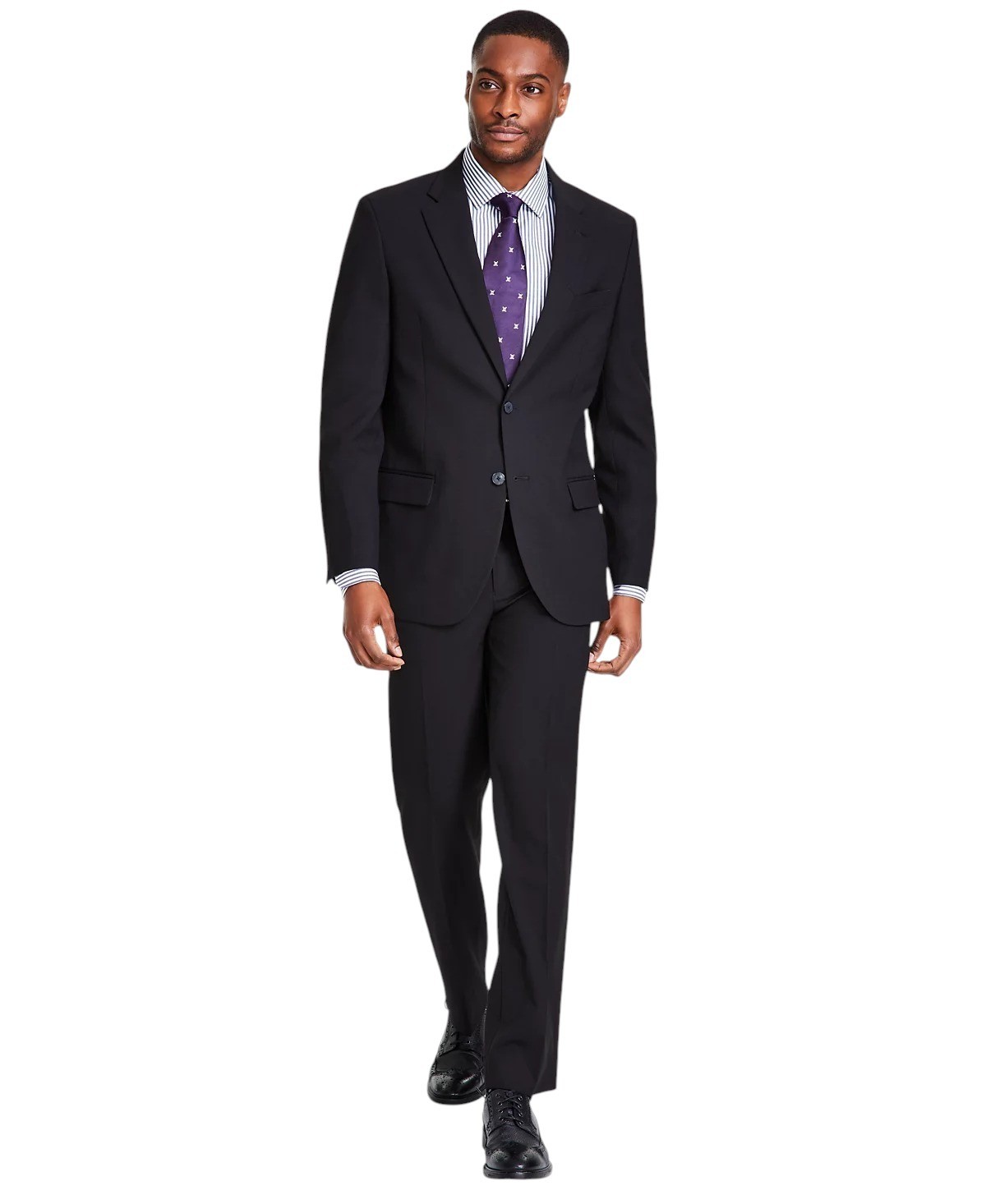 Nautica Mens Modern fit 2 Piece Suit 44 R Pants 38 / 32 Black Solid