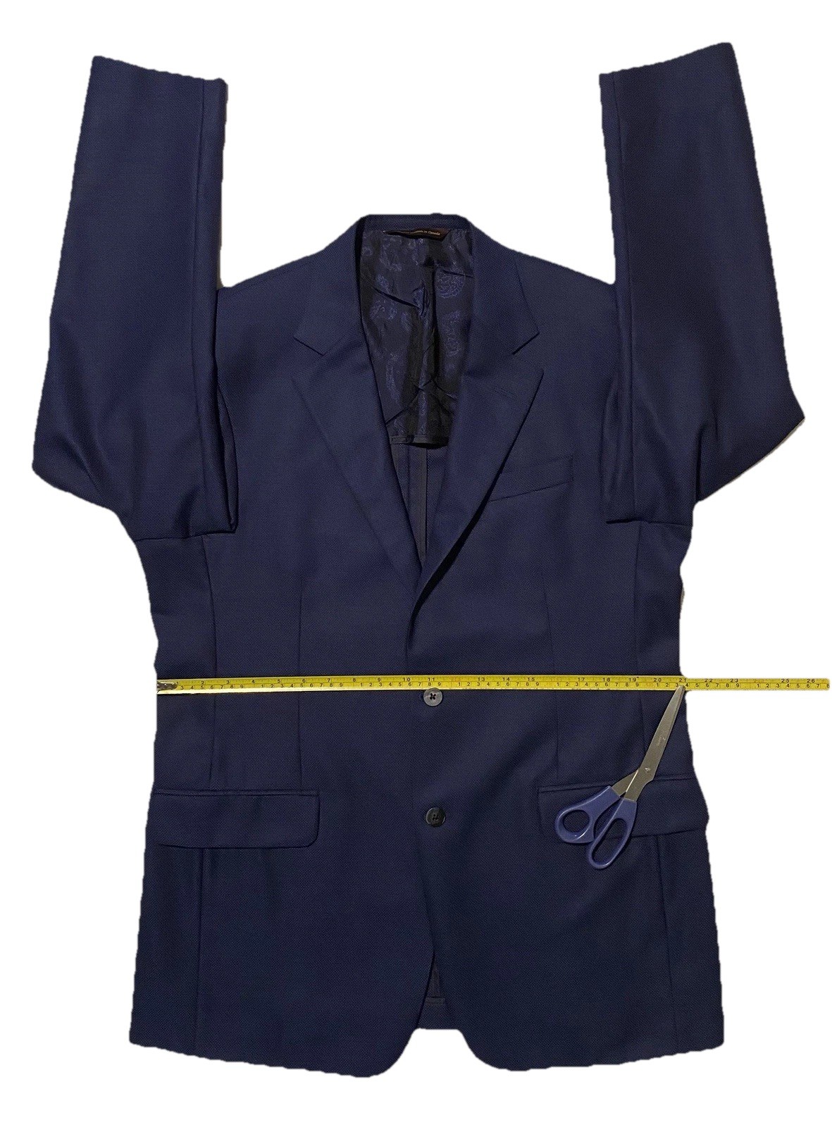 Robert Talbott Carmel Geometric Navy & Blue Unlined Men Blazer Jacket 42T Canada