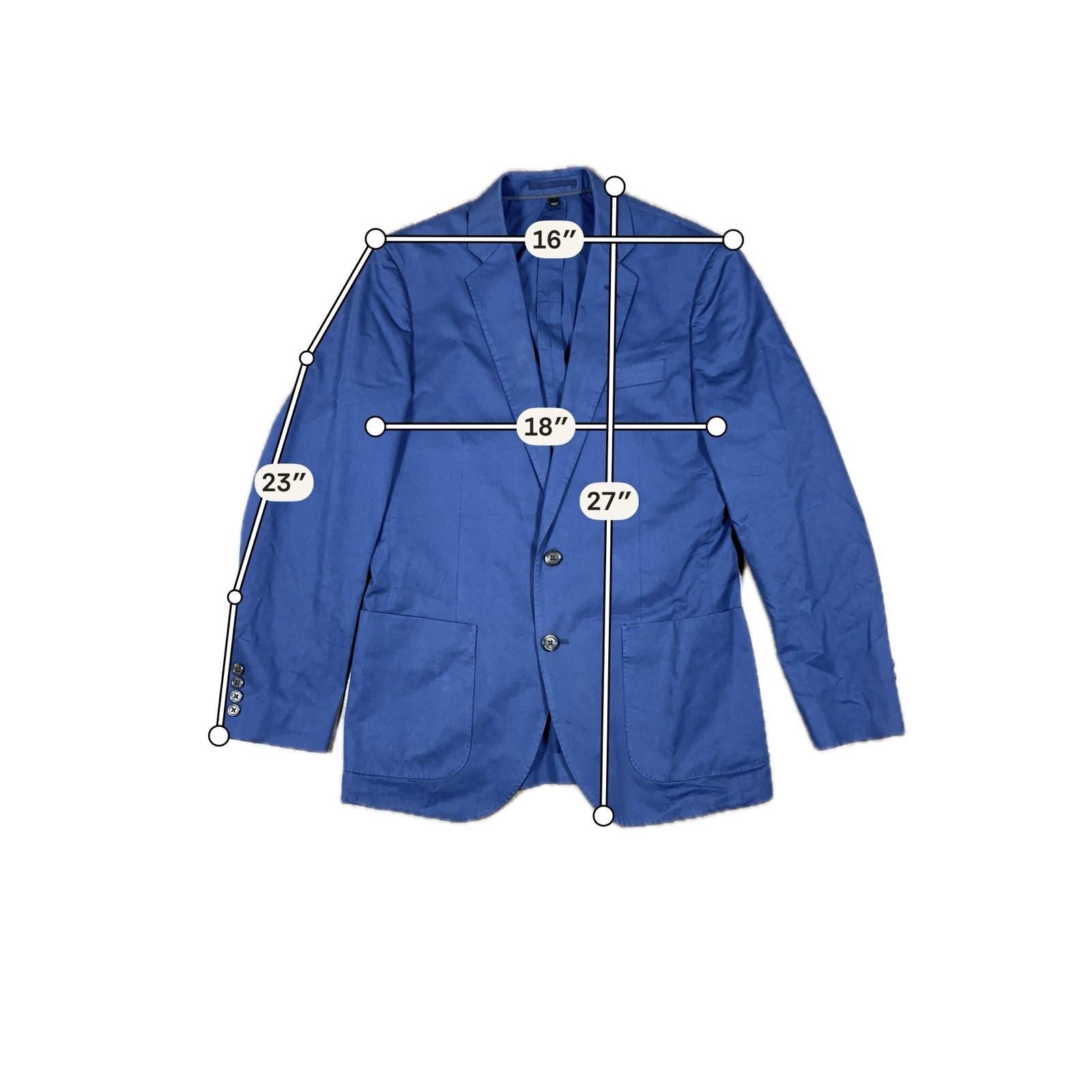 J .Crew Ludlow Unconstructed Larusmiani Cotton Blazer Mens 36R Royal Blue Jacket