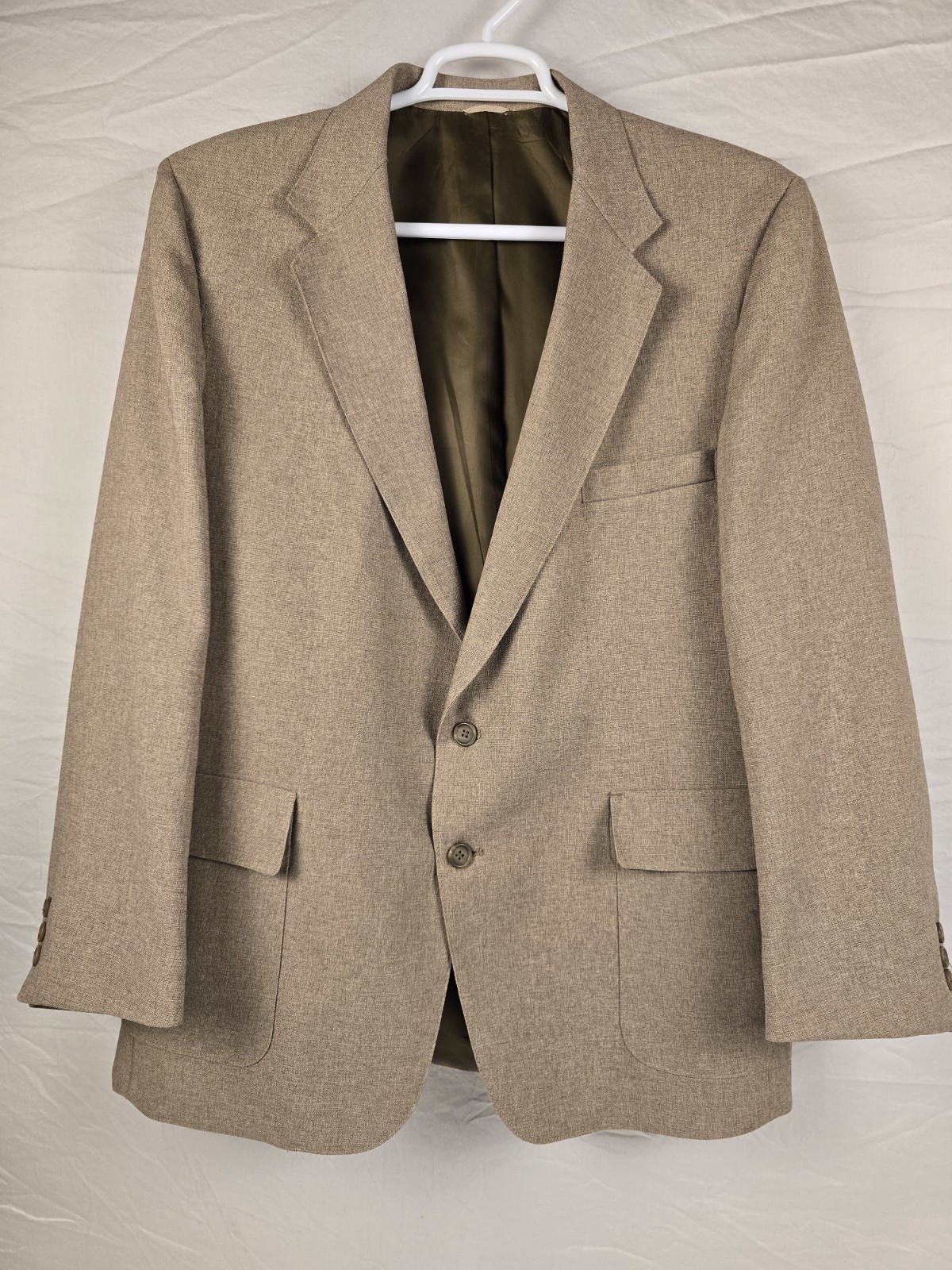 Levi’s Beige Wool Solid Suit Jacket 46R 2-Button Single Vent Notch Lapel