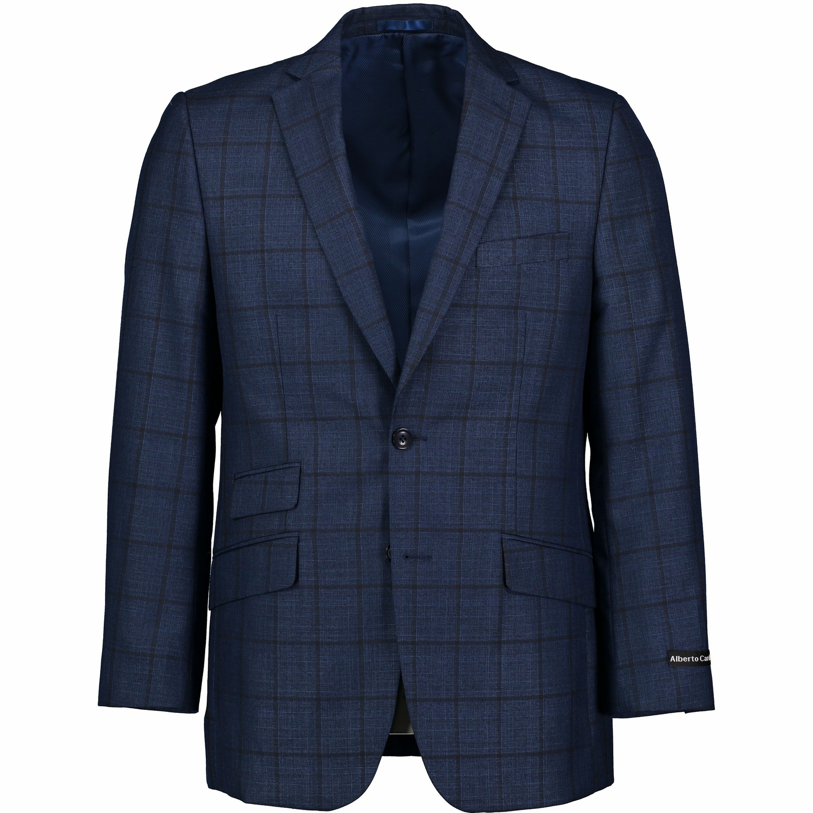 Alberto Cardinali Men’s Medium Blue Windowpane Plaid 2 Button Slim Fit Suit NEW