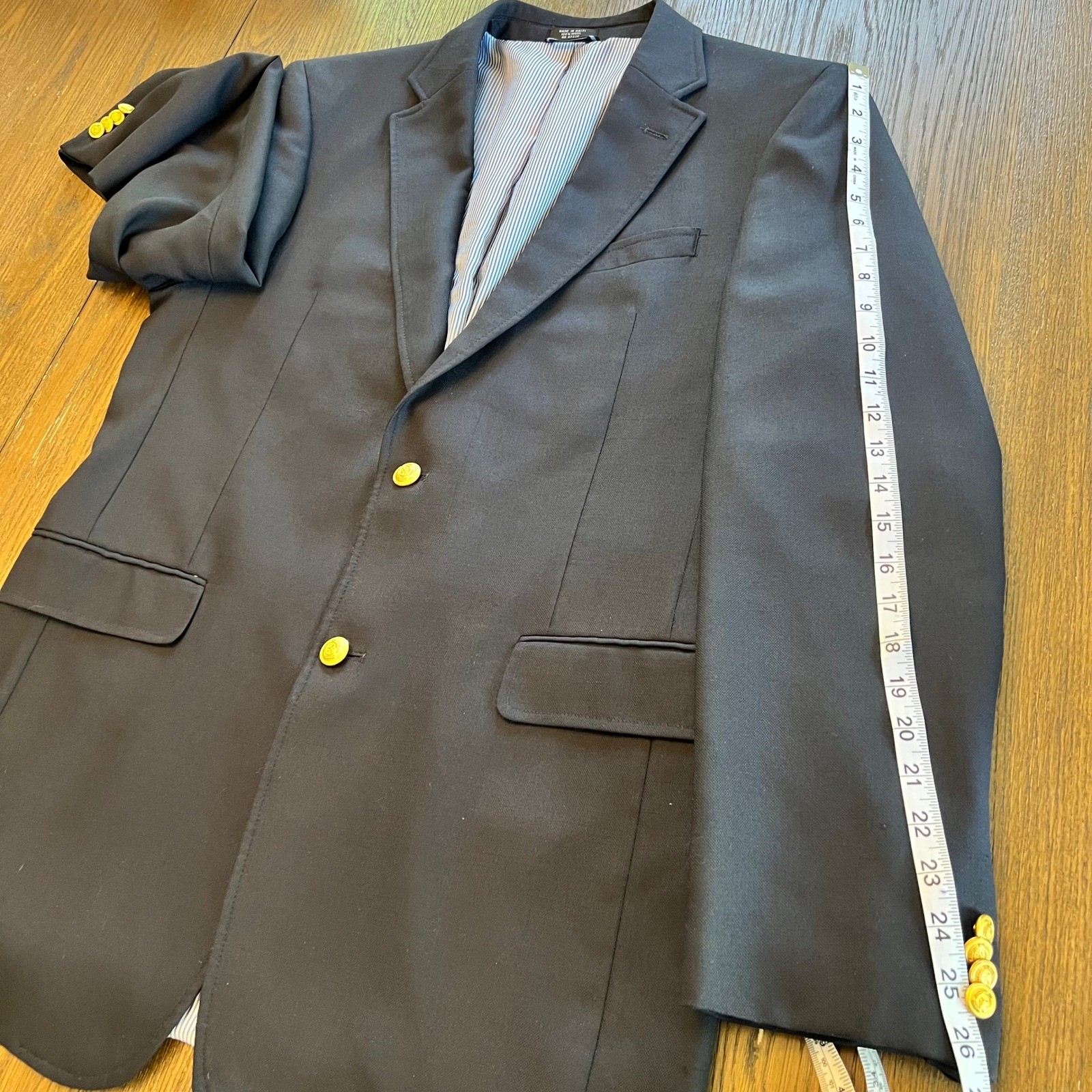 Tommy Hilfiger Blazer Navy Blue 100% Wool Gold Button Preppy Classic Nautical