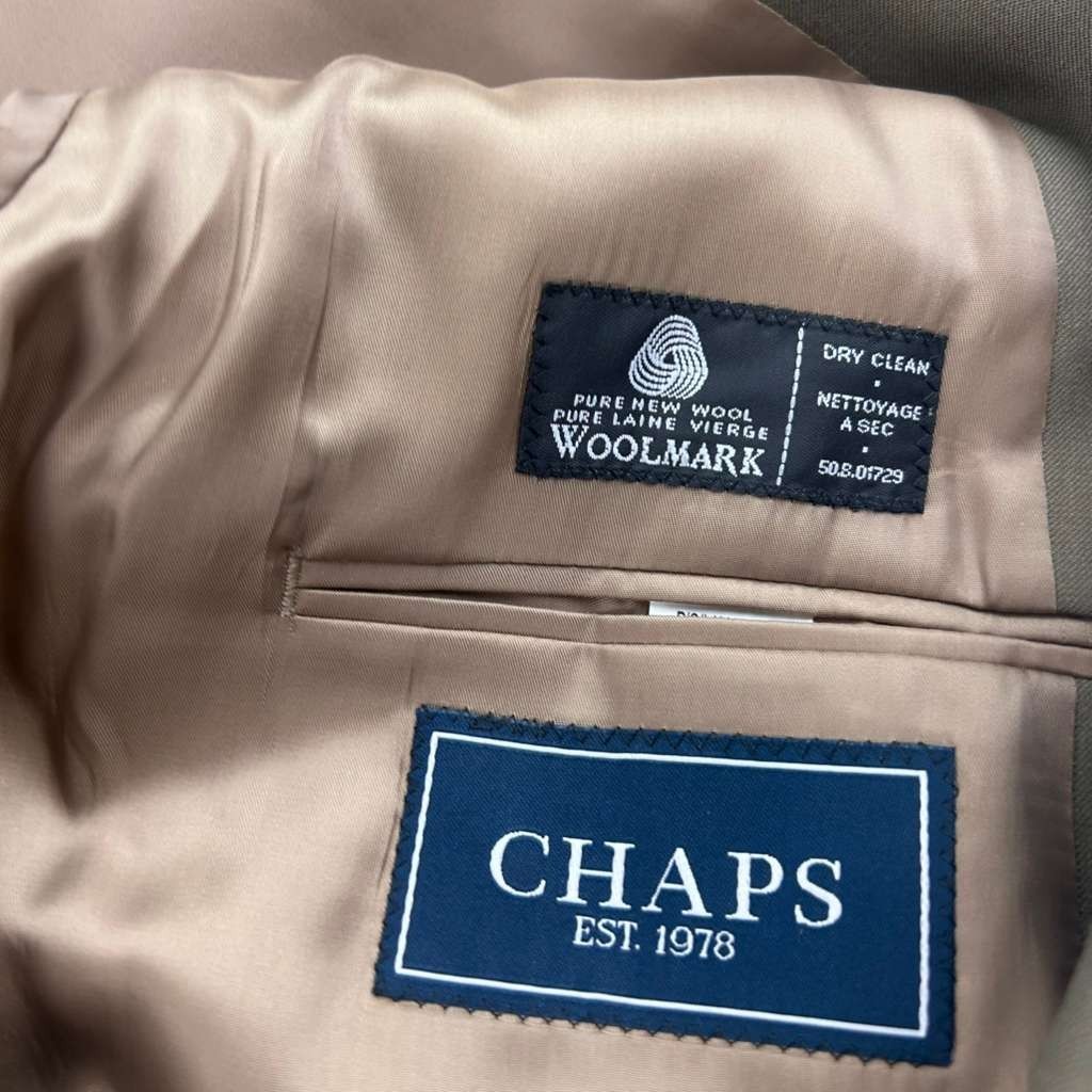 Chaps Blazer Mens 42 Regular Taupe Wool Lined Button Up Jacket NWT