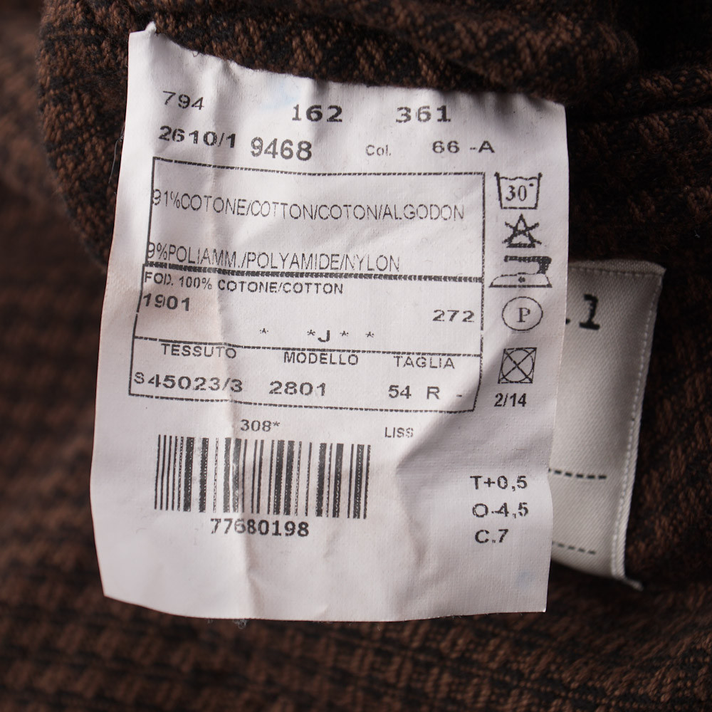 NWT $895 L.B.M. 1911 Brown Woven Pattern Cotton Sport Coat Slim 44 R (Eu 54)